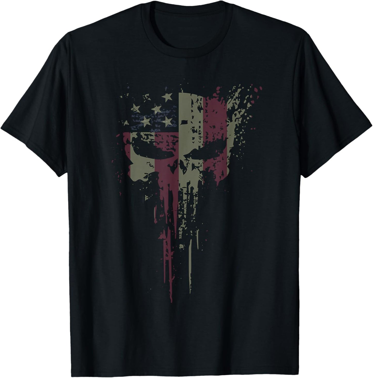 American Skull Flag Ghost Reaper Patriotic T-Shirt - T-Shirt | Black