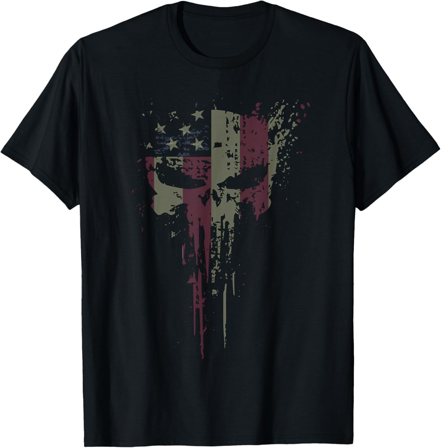 American Skull Flag Ghost Reaper Patriotic T-Shirt - T-Shirt | Black