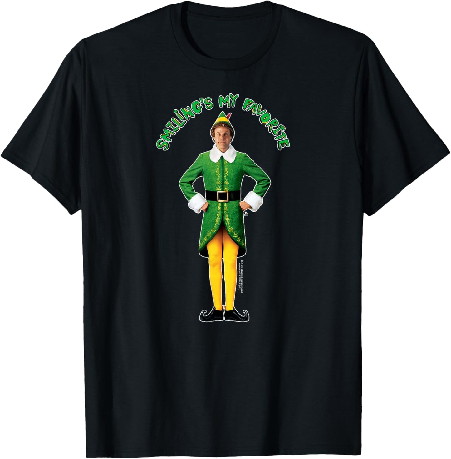 Elf Buddy Smiling's My Favorite Photo Funny Christmas T-Shirt - T-Shirt | Black