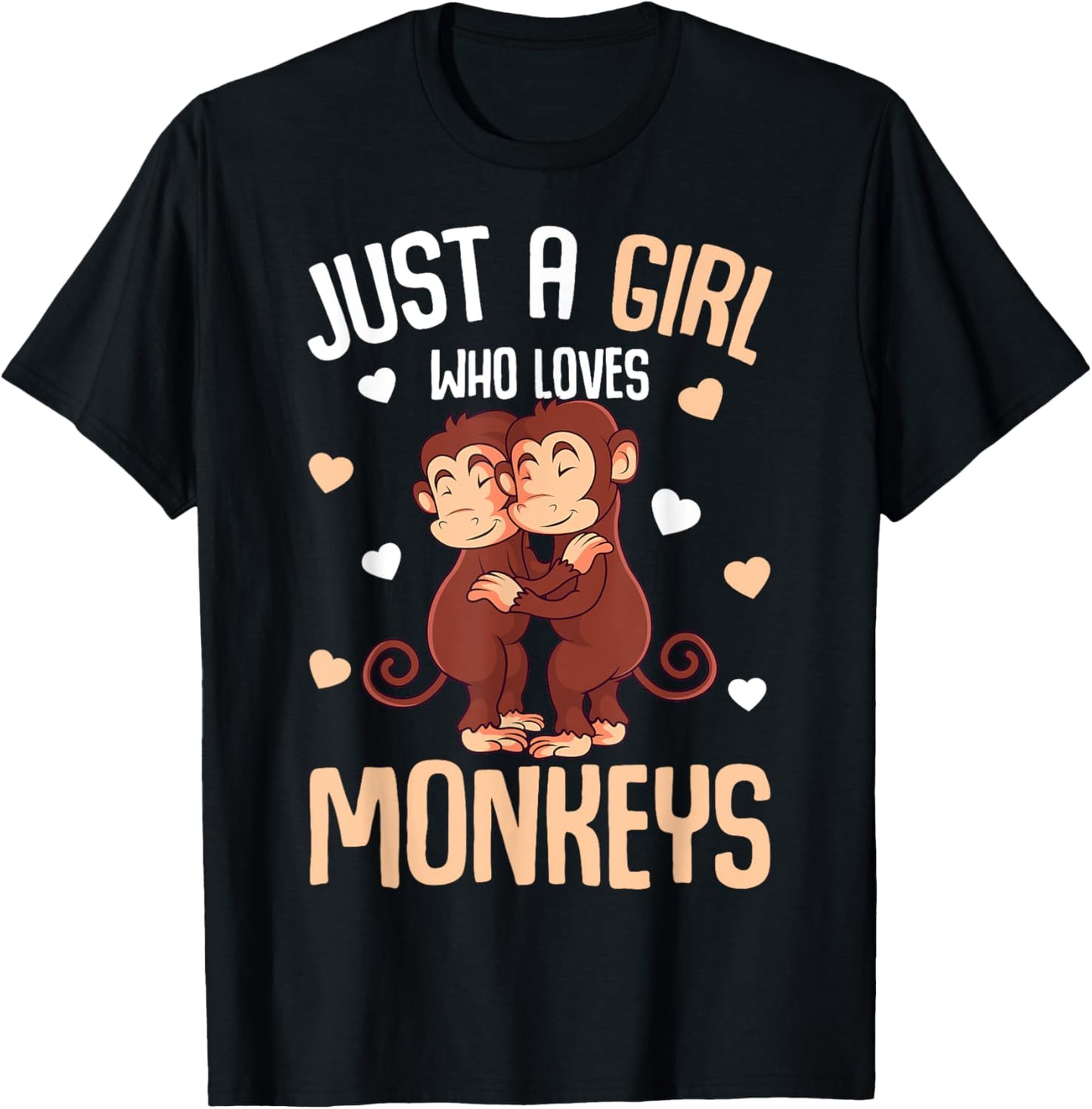 Just A Girl Who Loves Monkeys Kids Girls Monkey T-Shirt - T-Shirt | Black
