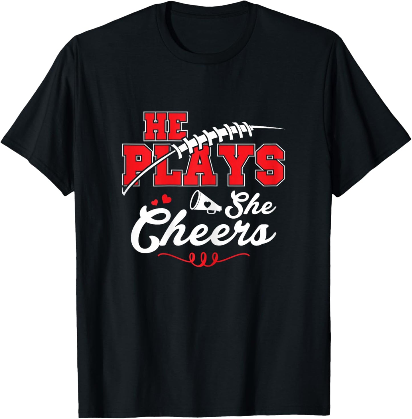 Cheer Mom Son plays Football Daugher Cheerleader Cheer Mom T-Shirt - T-Shirt | Black