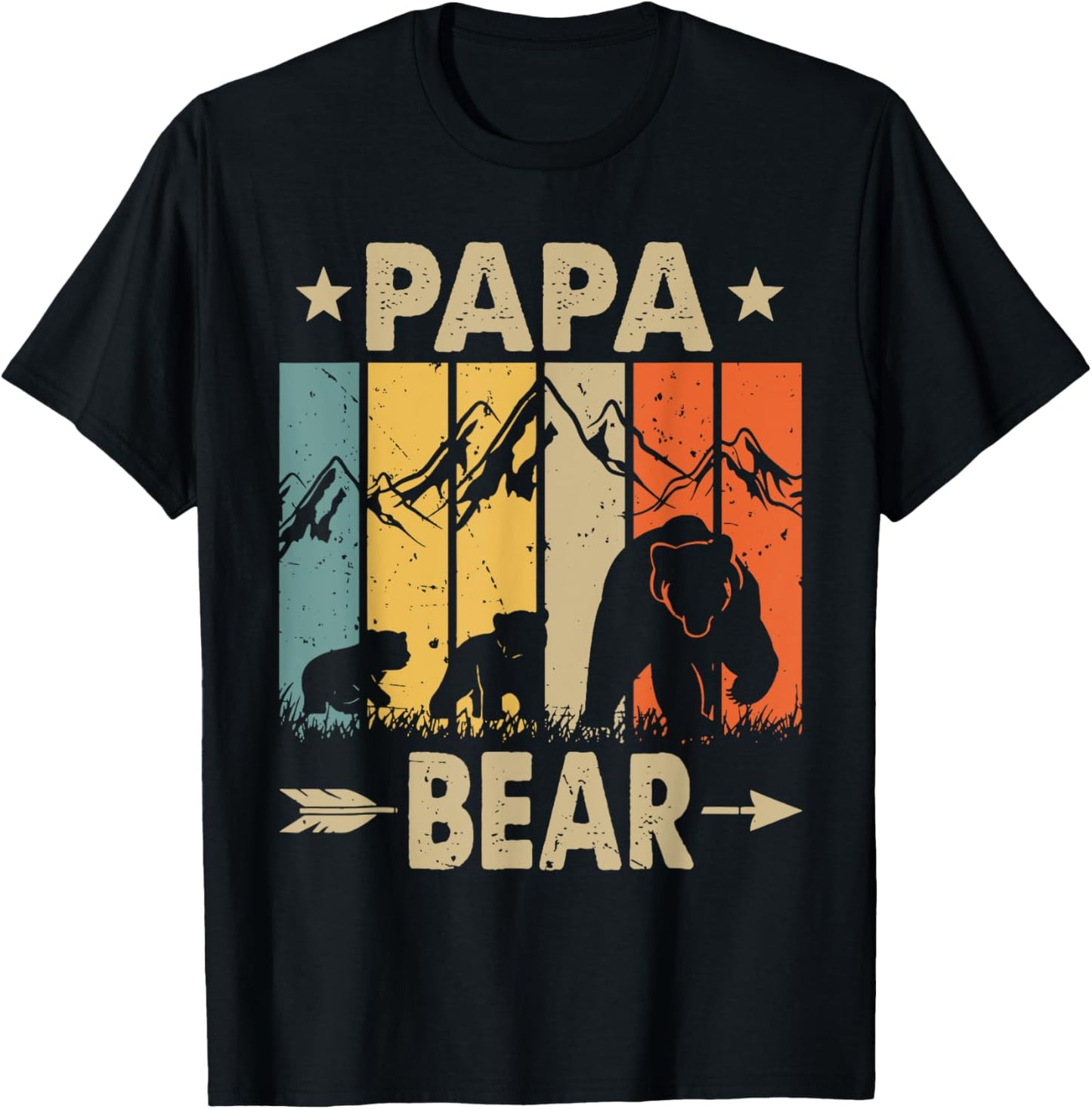 Papa Bear, Father of 2, Dad of two kids, Papa Bear and Cubs T-Shirt - T-Shirt | Black