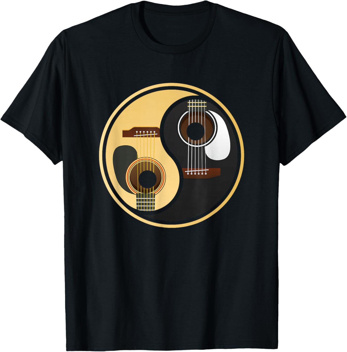 Guitar Music Lover Guitar Yin Yang T-Shirt - T-Shirt | Black