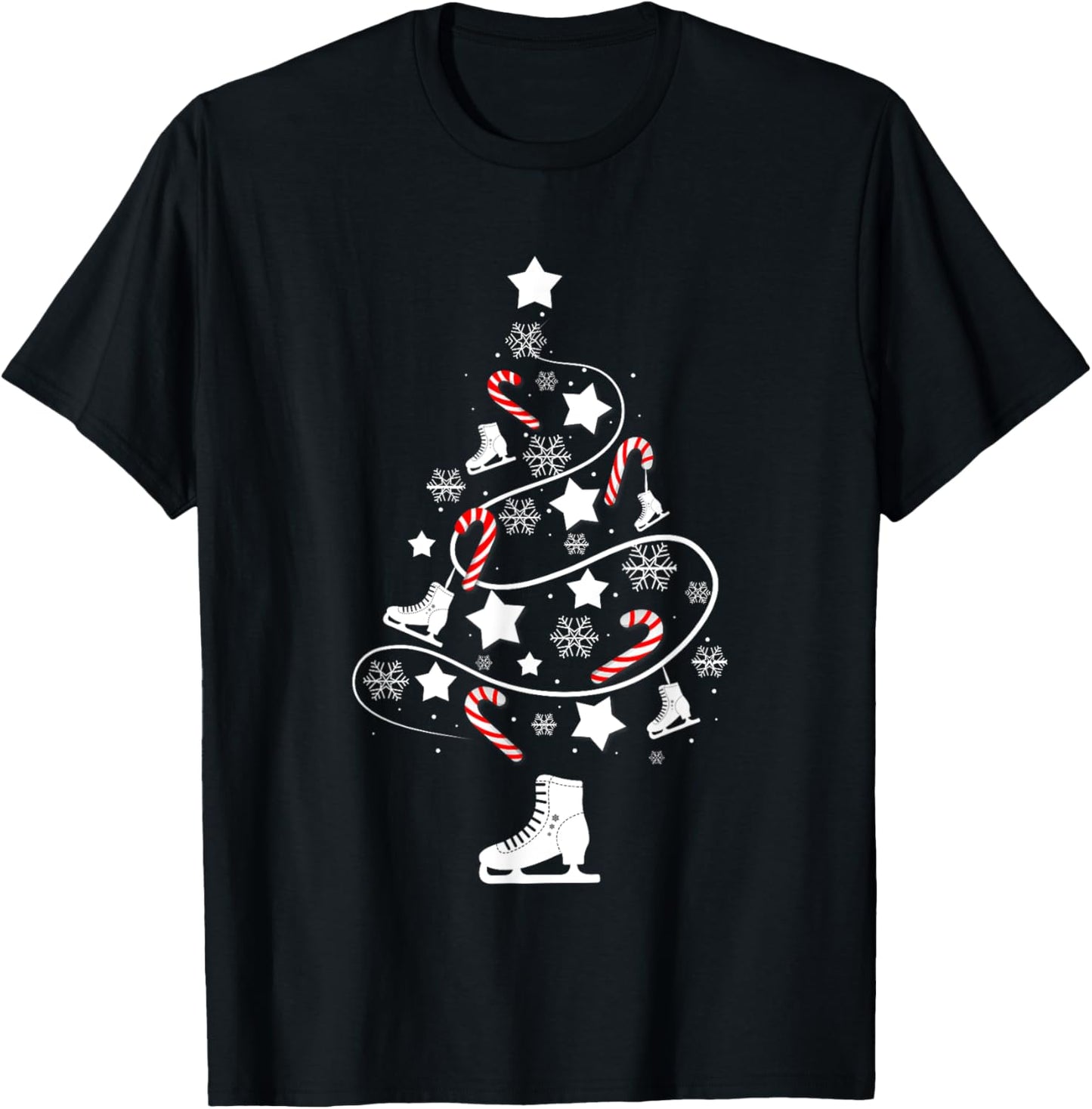 Ice Skating Christmas Tree Xmas Skaters Funny Winter Sports T-Shirt - T-Shirt | Black