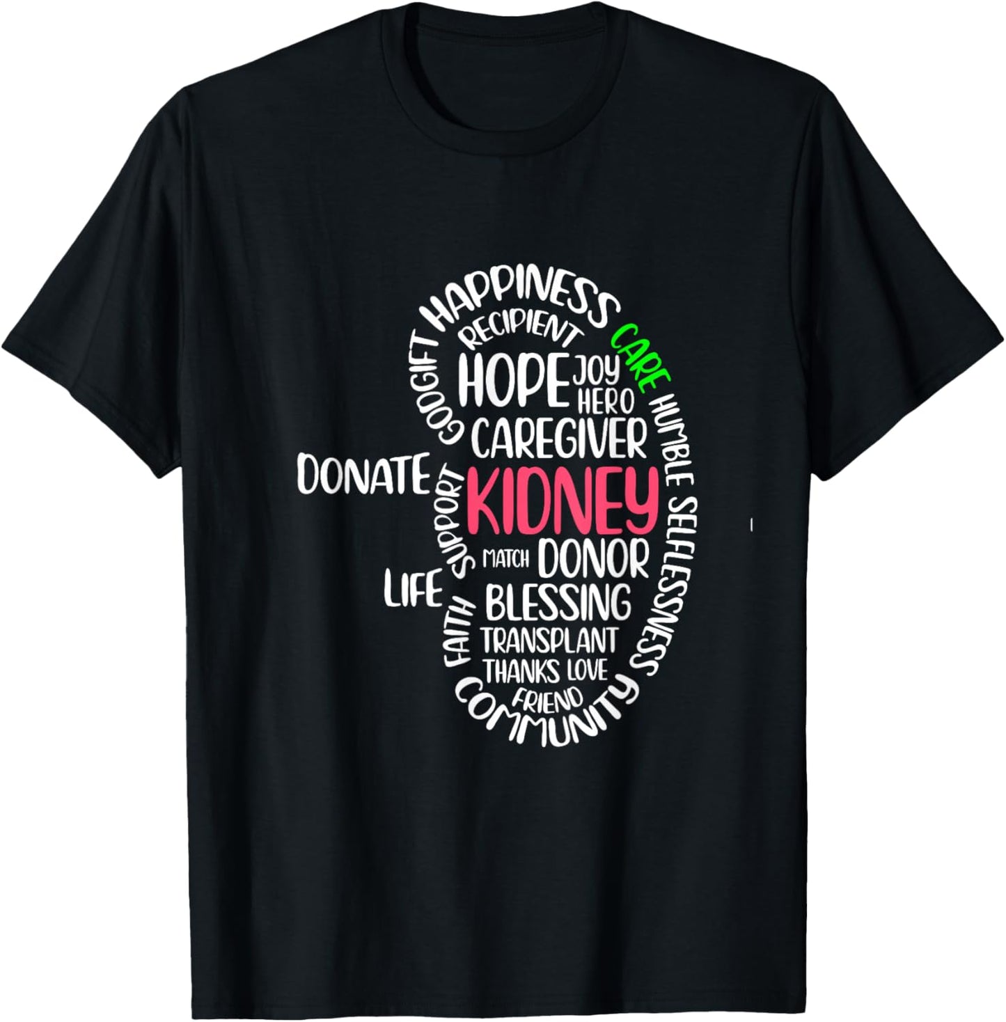 Kidney Disease Awareness Month Gifts -Adults Black Cotton/Polyester Modern Round Neck Short Sleeve Small Classic Fit Imported Awareness T-Shirt - T-Shirt | Black