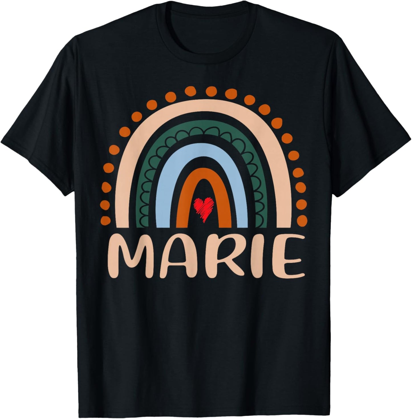 Marie Name Personalized Funny Women Rainbow Marie T-Shirt - T-Shirt | Black