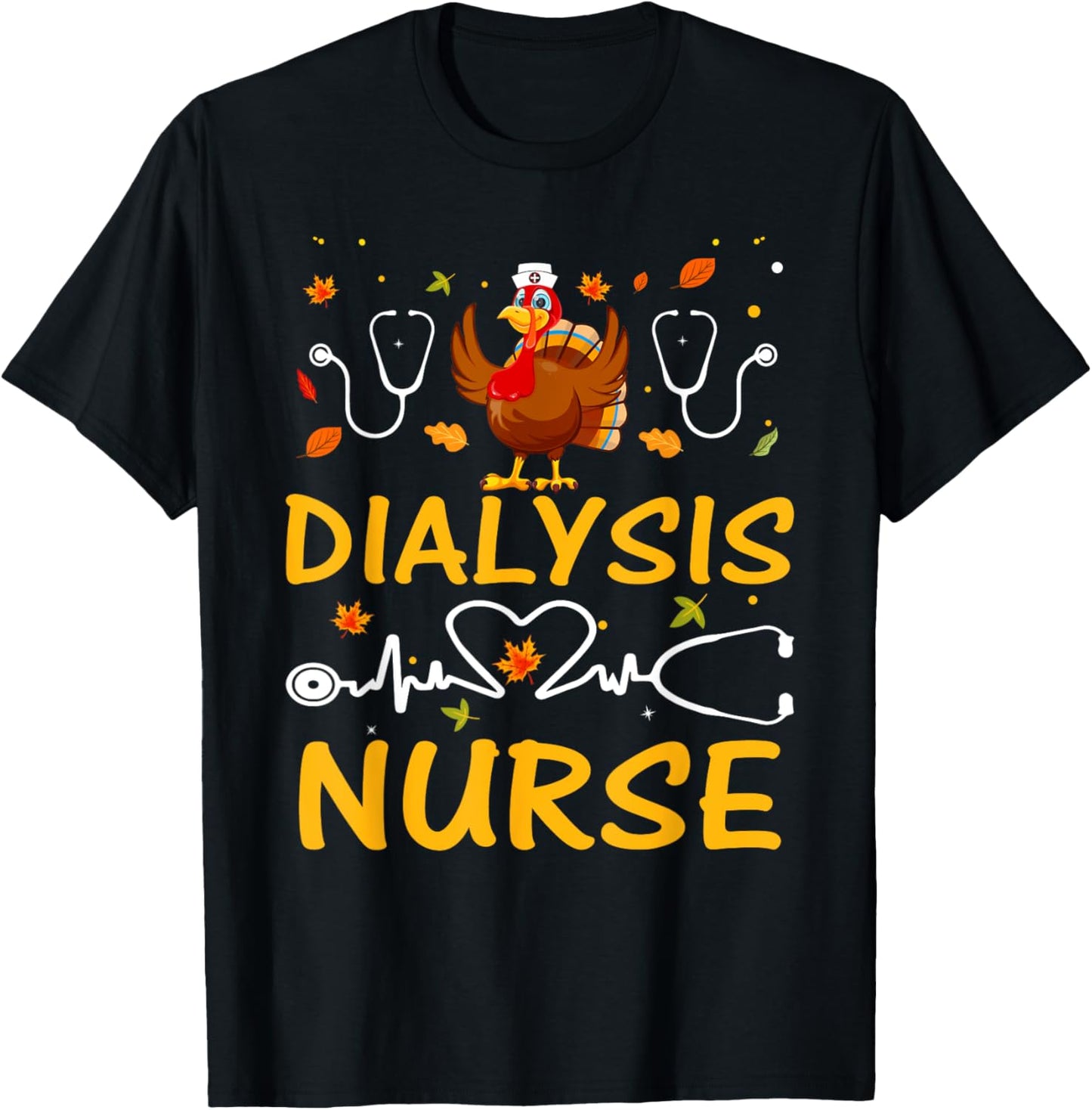 Dialysis Nurse Thanksgiving With Turkey T-Shirt - T-Shirt | Black