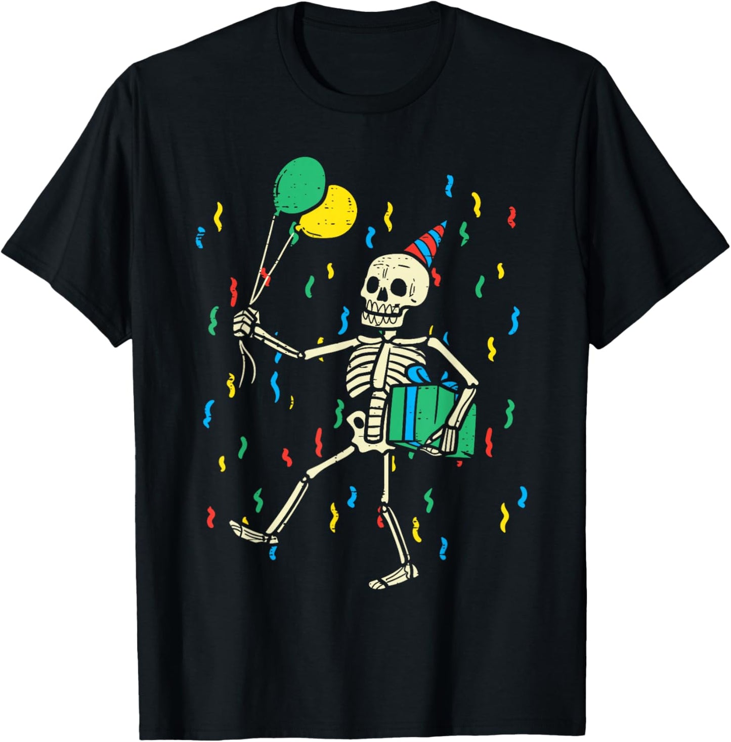 Skeleton Birthday Funny Happy Halloween Bday Boys Kids T-Shirt - T-Shirt | Black