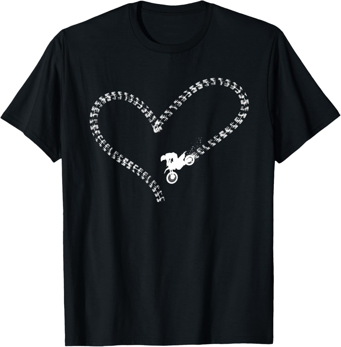 Dirt Bike Motorcross MX Rider Vintage Girl Heart T-Shirt - T-Shirt | Black