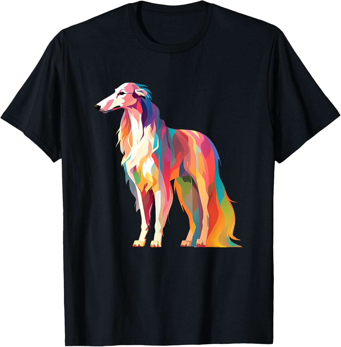 Colorful Pop Art Borzoi T-Shirt - T-Shirt | Black