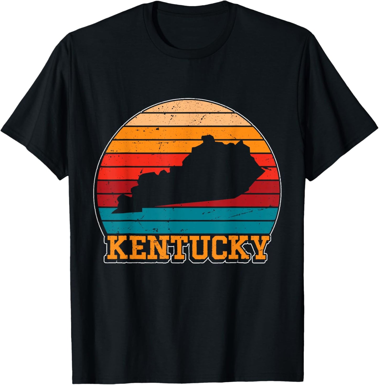 Kentucky Retro Vintage Sunset US State Kentucky Silhouette T-Shirt - T-Shirt | Black