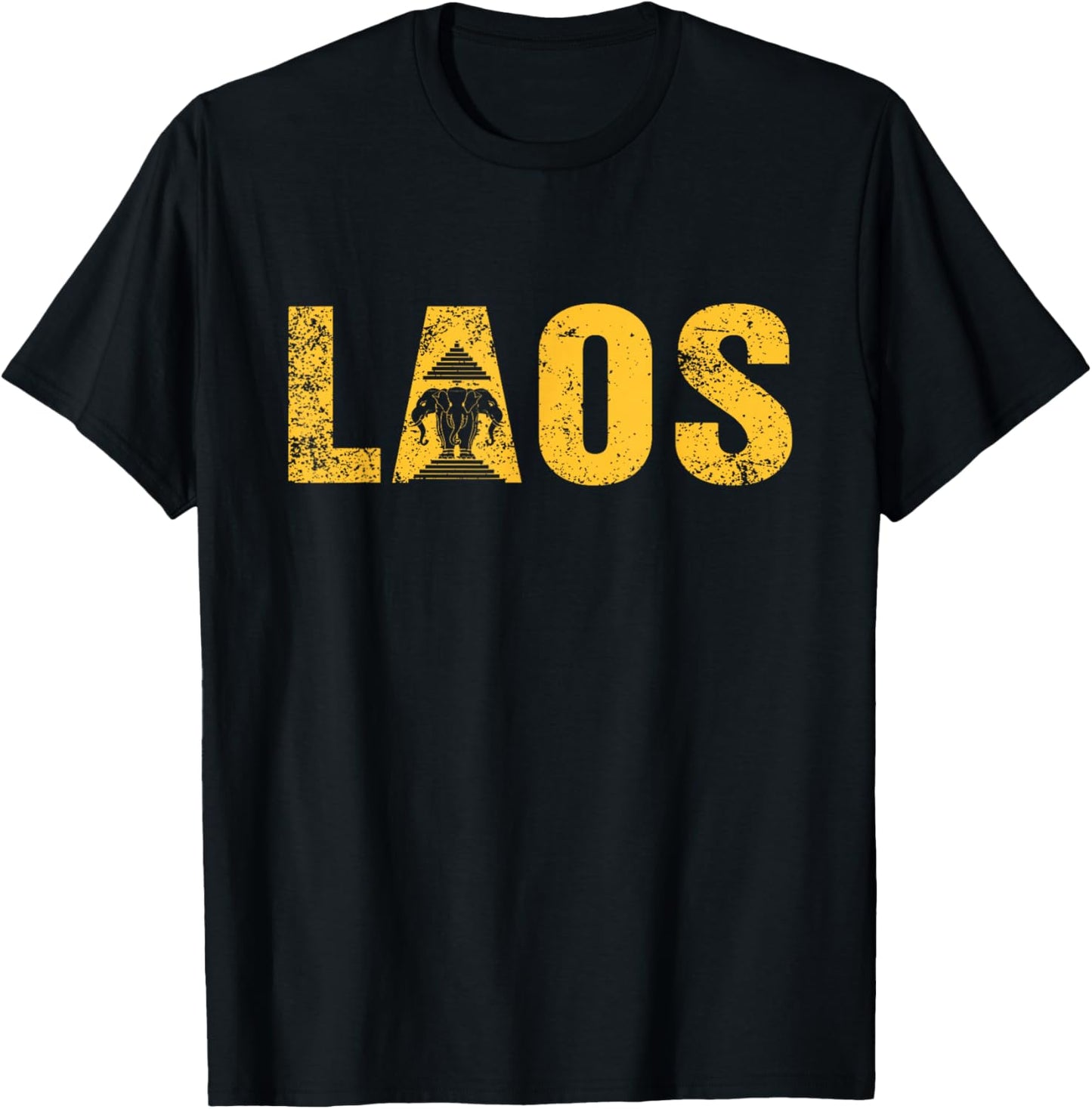 Vintage Laos Flag Vientiane Kingdom of Laos Men Women Kids T-Shirt - T-Shirt | Black