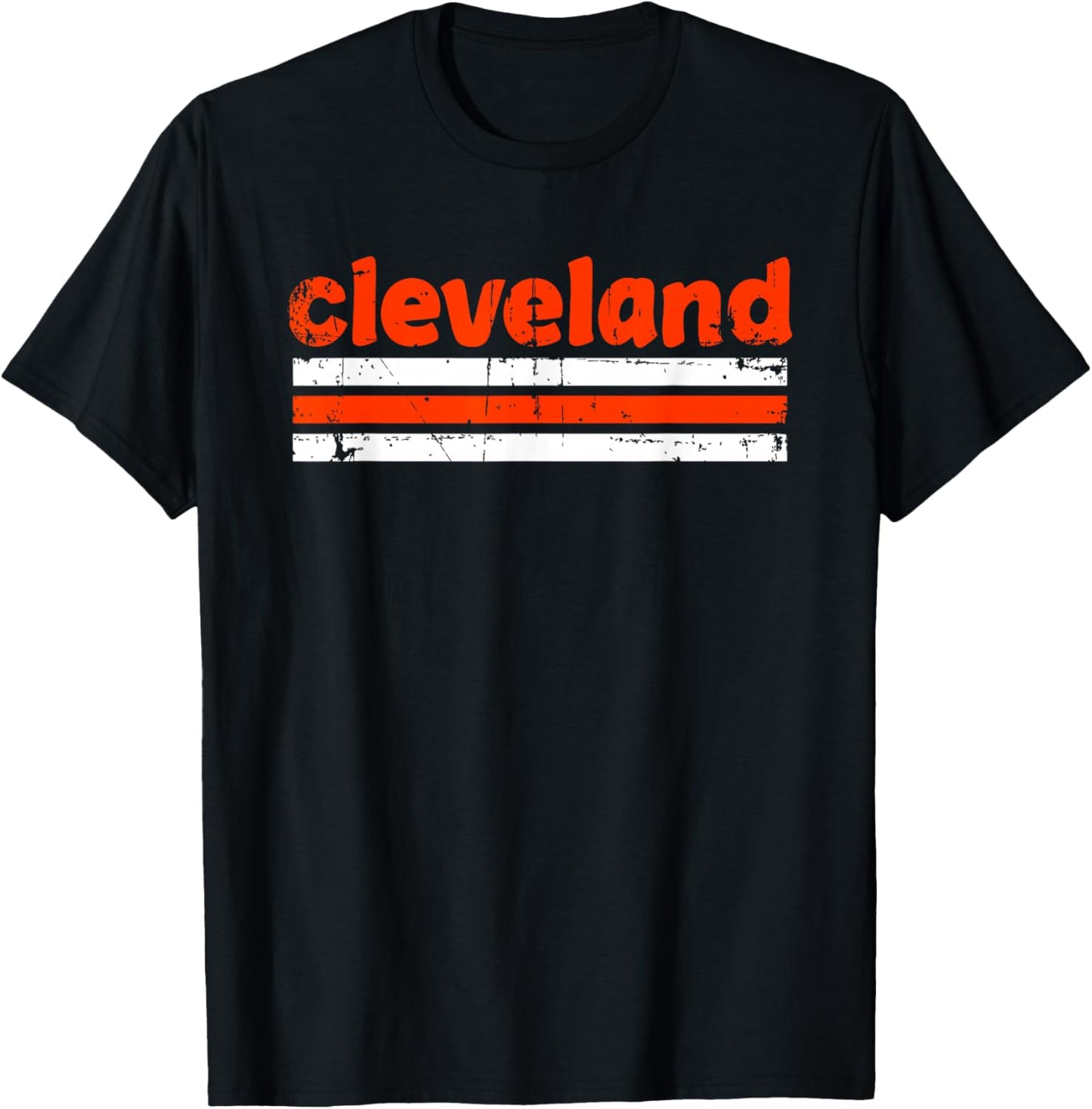 Cleveland Ohio Three Stripe Vintage Weathered T-Shirt - T-Shirt | Black