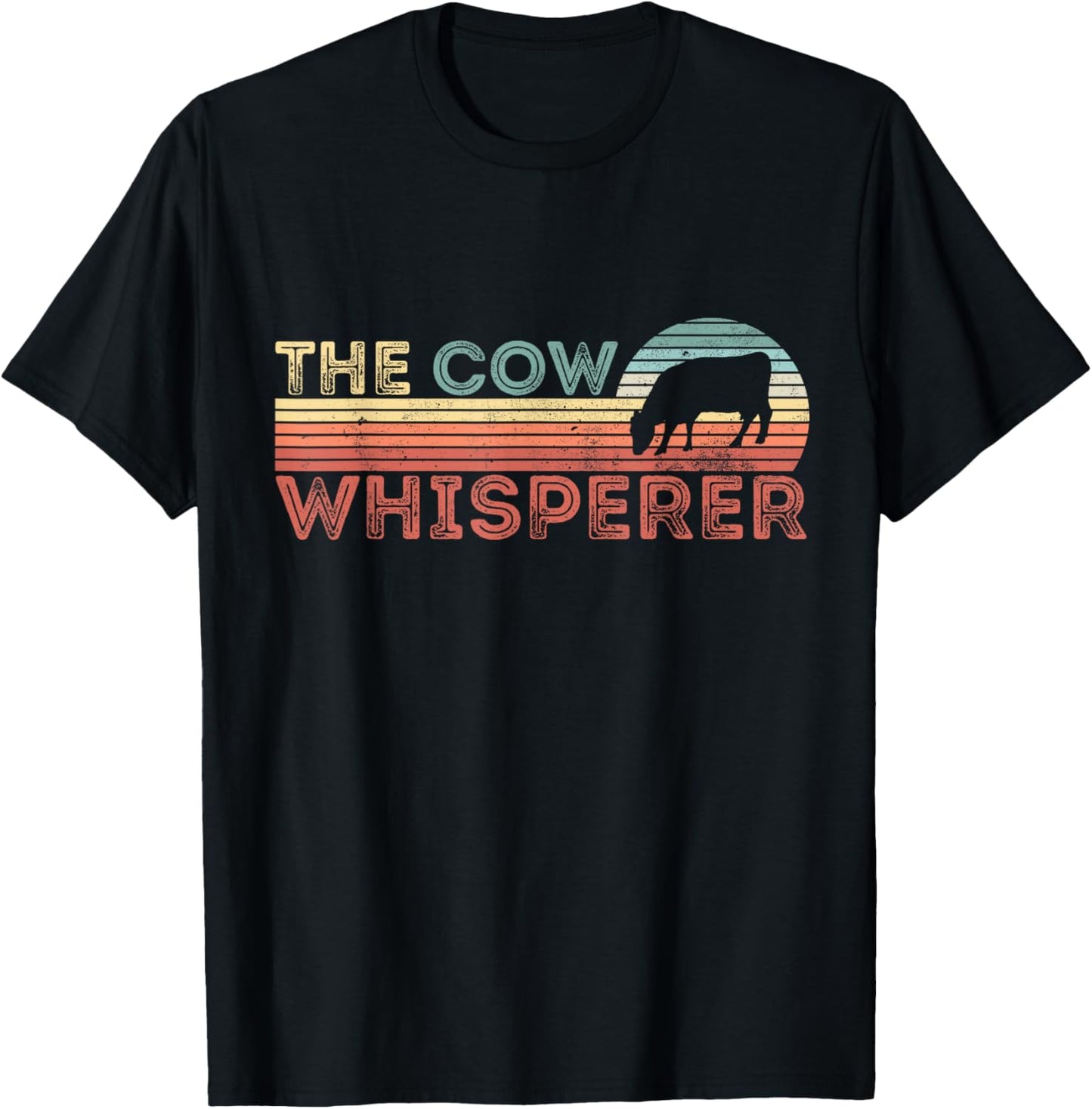 Vintage The Cow Whisperer Farming Gift T-Shirt - T-Shirt | Black