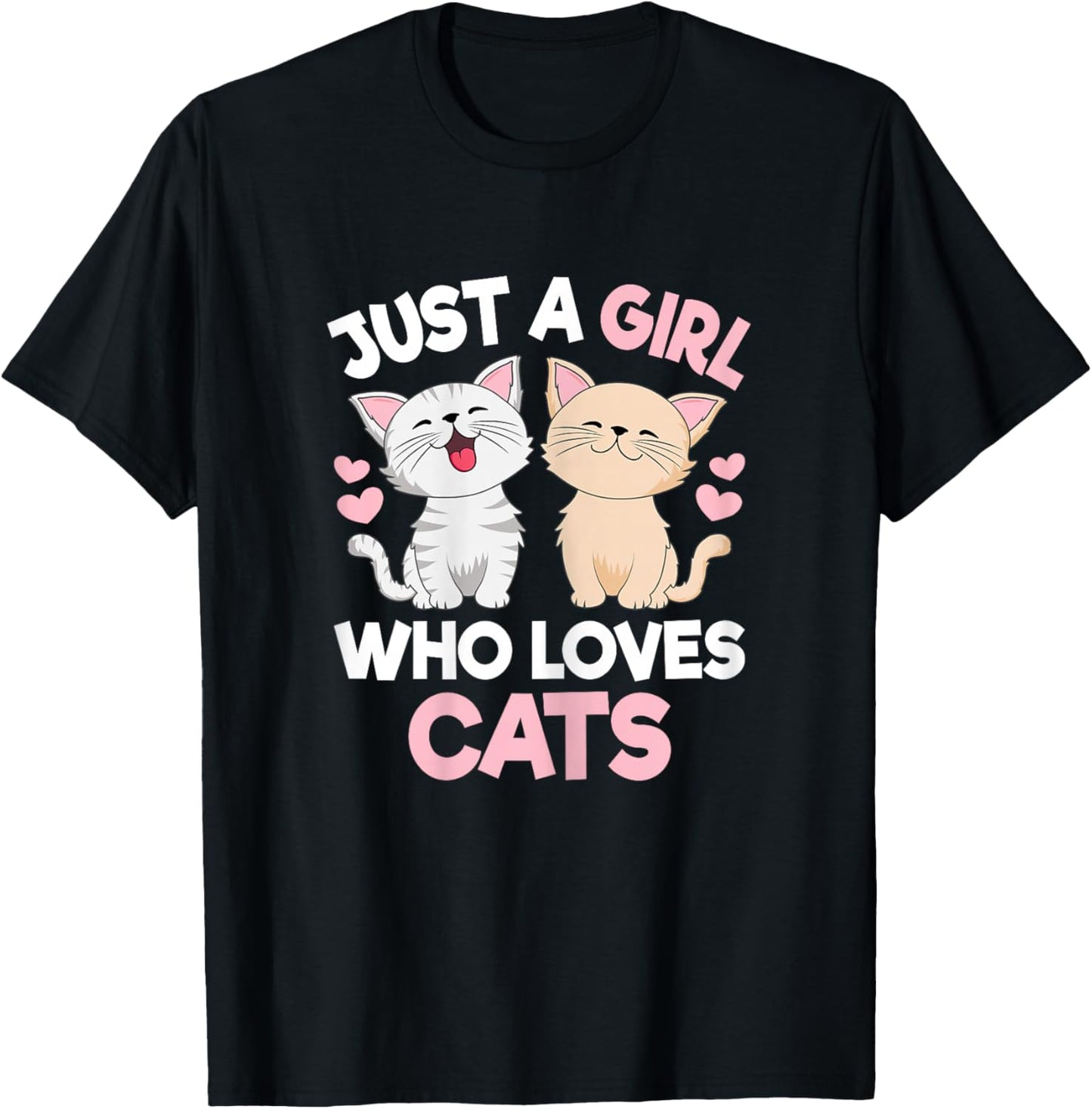 Just A Girl Who Loves Cats Cute Cat Lover Kitty Girls Kids T-Shirt - T-Shirt | Black