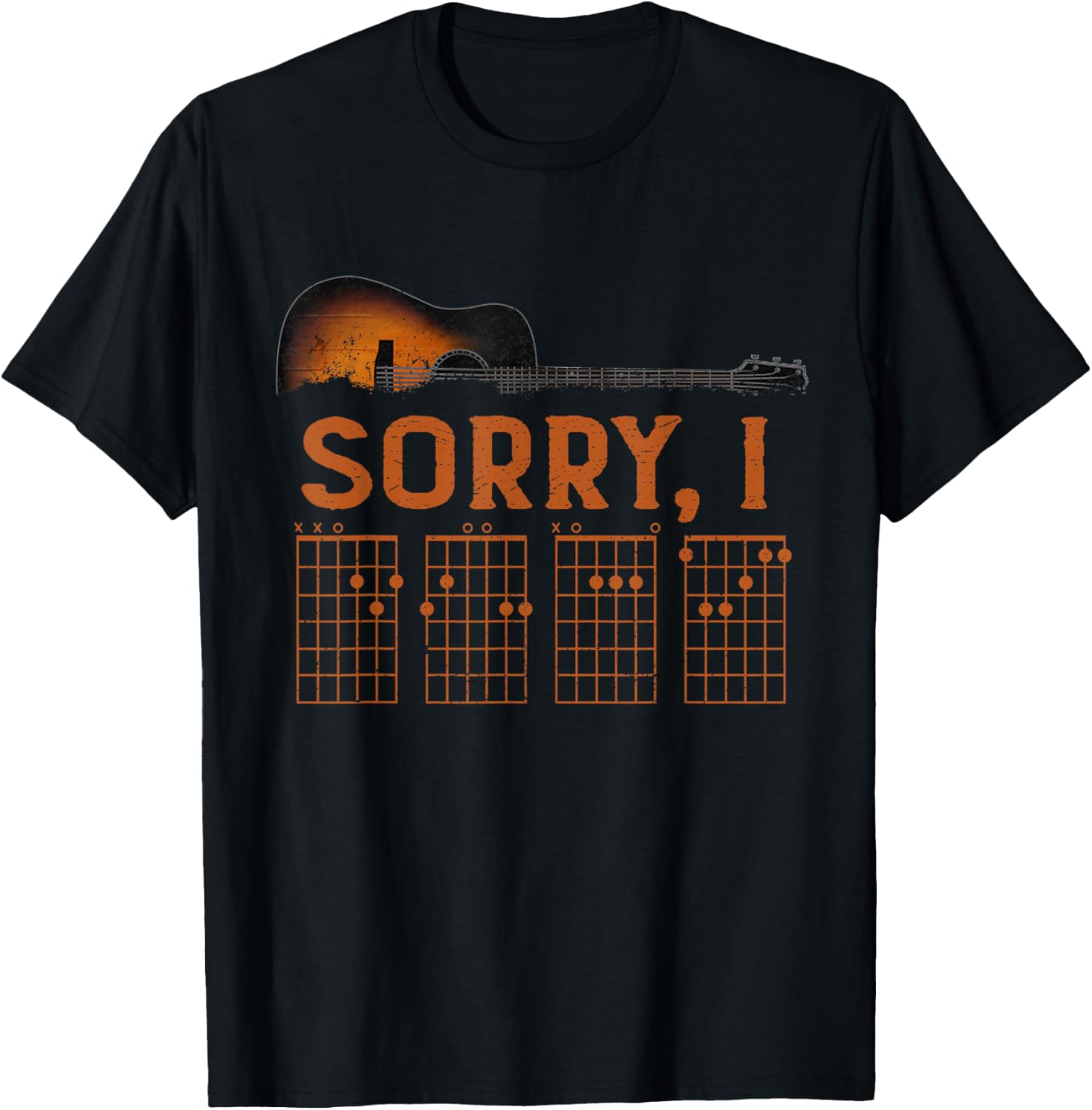 Sorry I D.G.A.F Funny Message Guitar Chords Guitarist T-Shirt - T-Shirt | Black