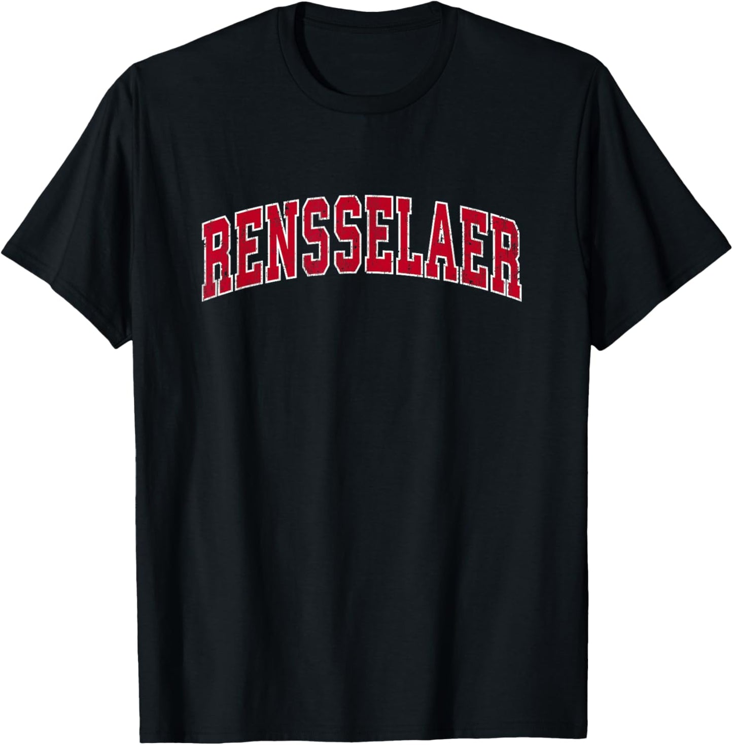 Rensselaer New York NY Vintage Sports Design Red Design T-Shirt - T-Shirt | Black