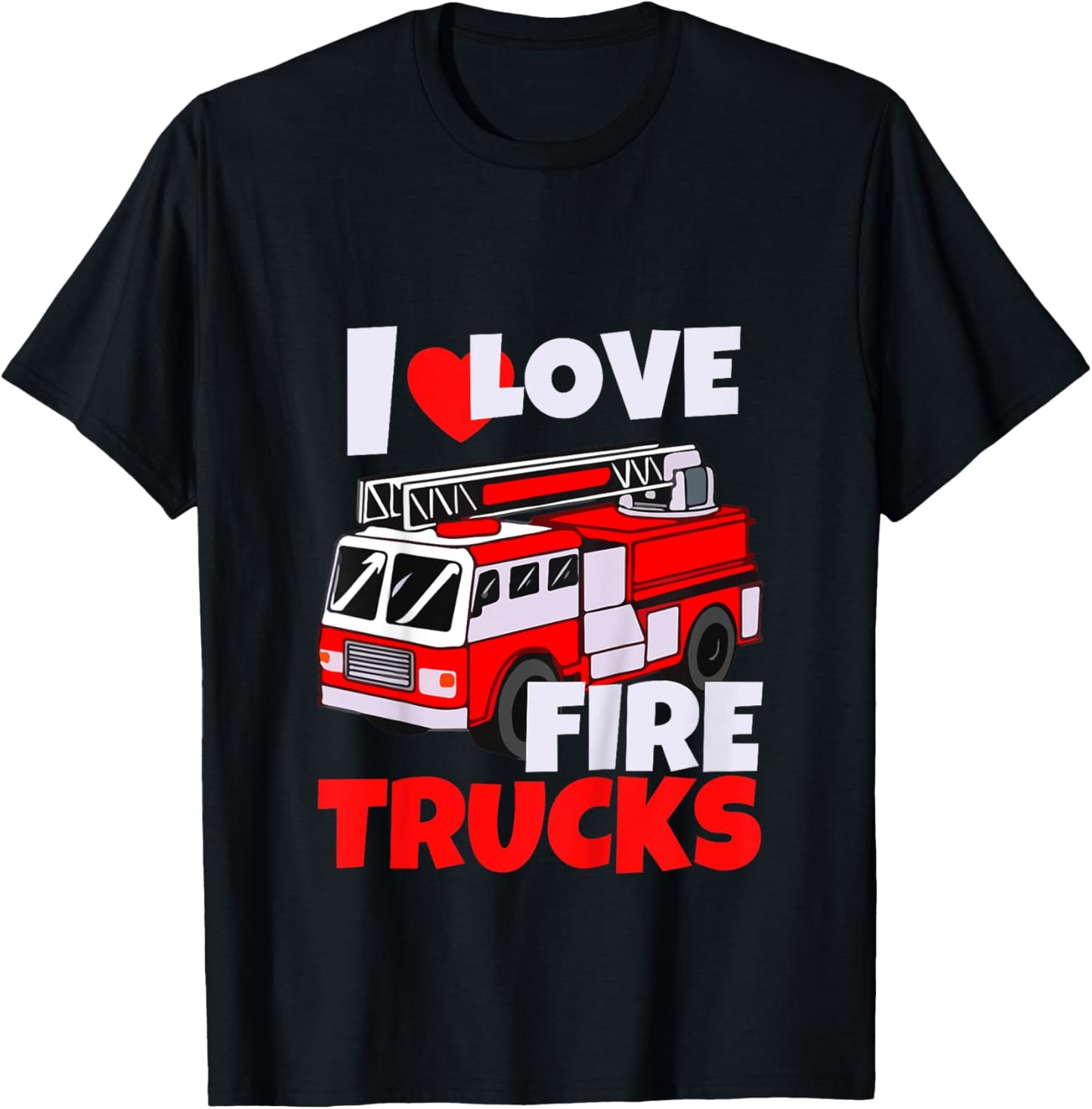Kids I Love Fire Trucks Future Firefighter Toddler Fireman T-Shirt - T-Shirt | Black