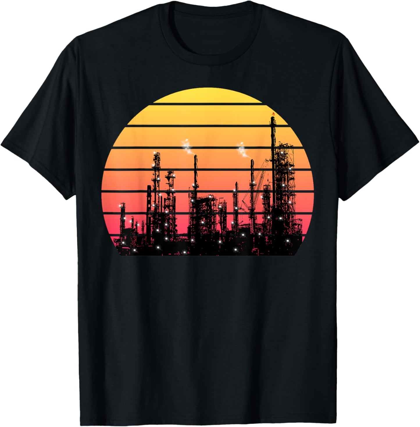 Vintage Oil Refinery Plant T-Shirt - T-Shirt | Black