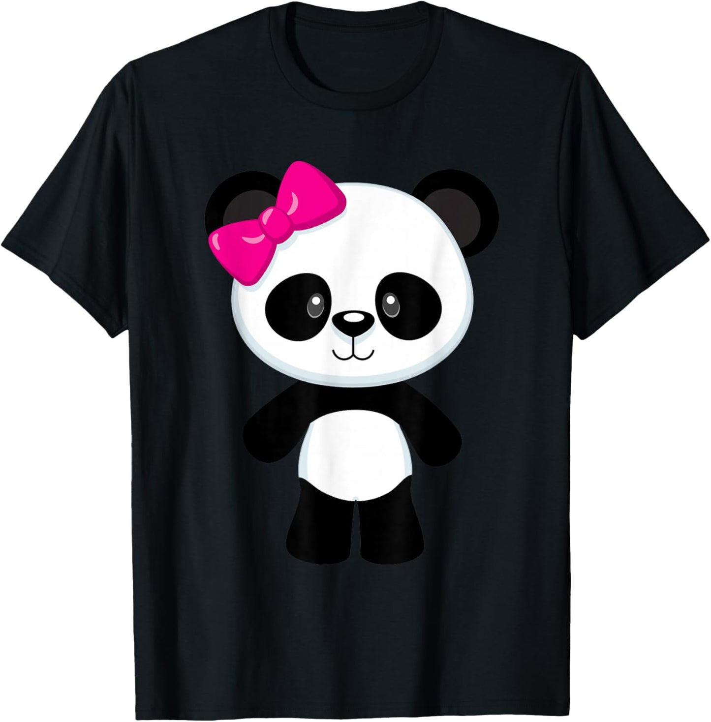 Cute Baby Panda Girl with Bow T-Shirt - T-Shirt | Black