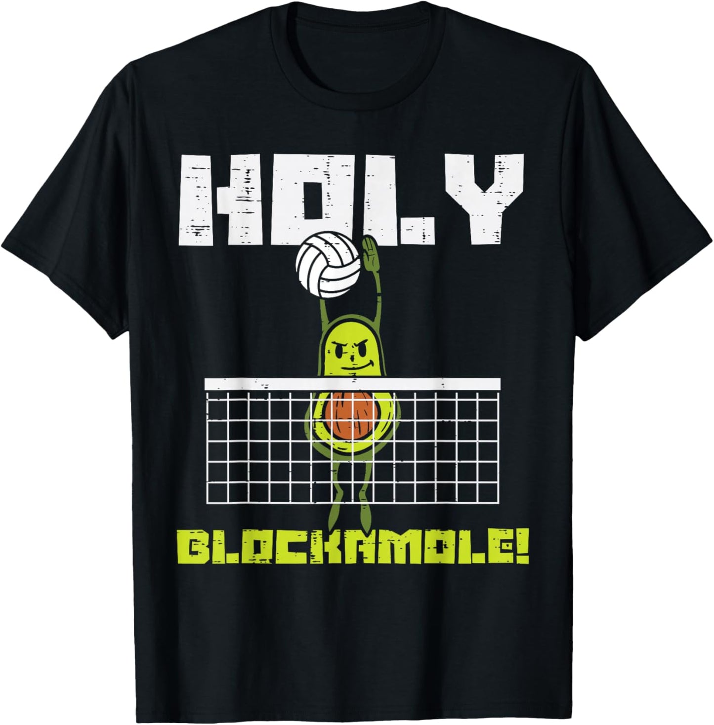 Holy Blockamole Avocado Volleyball Player Blocker Men Women T-Shirt - T-Shirt | Black