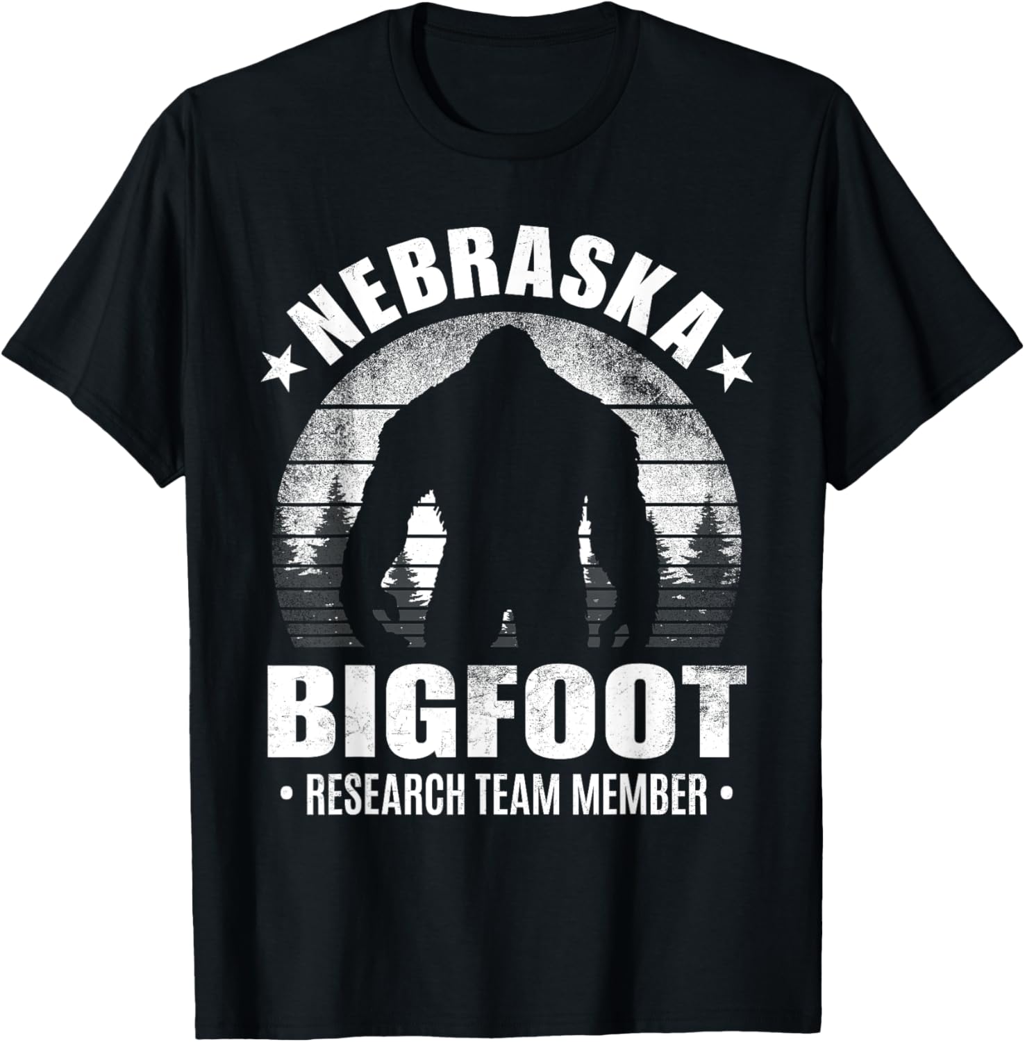 Nebraska Bigfoot Research Team Member Sasquatch Sunset T-Shirt - T-Shirt | Black