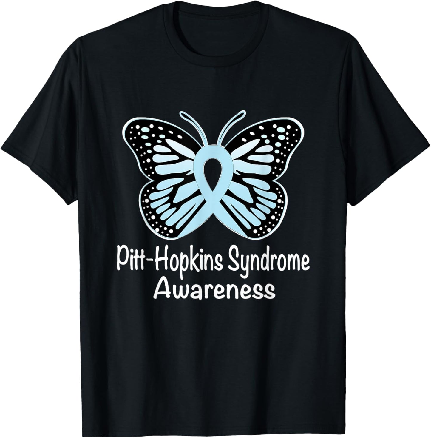 Pitt-Hopkins Syndrome Awareness Warrior Light Blue Ribbon T-Shirt - T-Shirt | Black