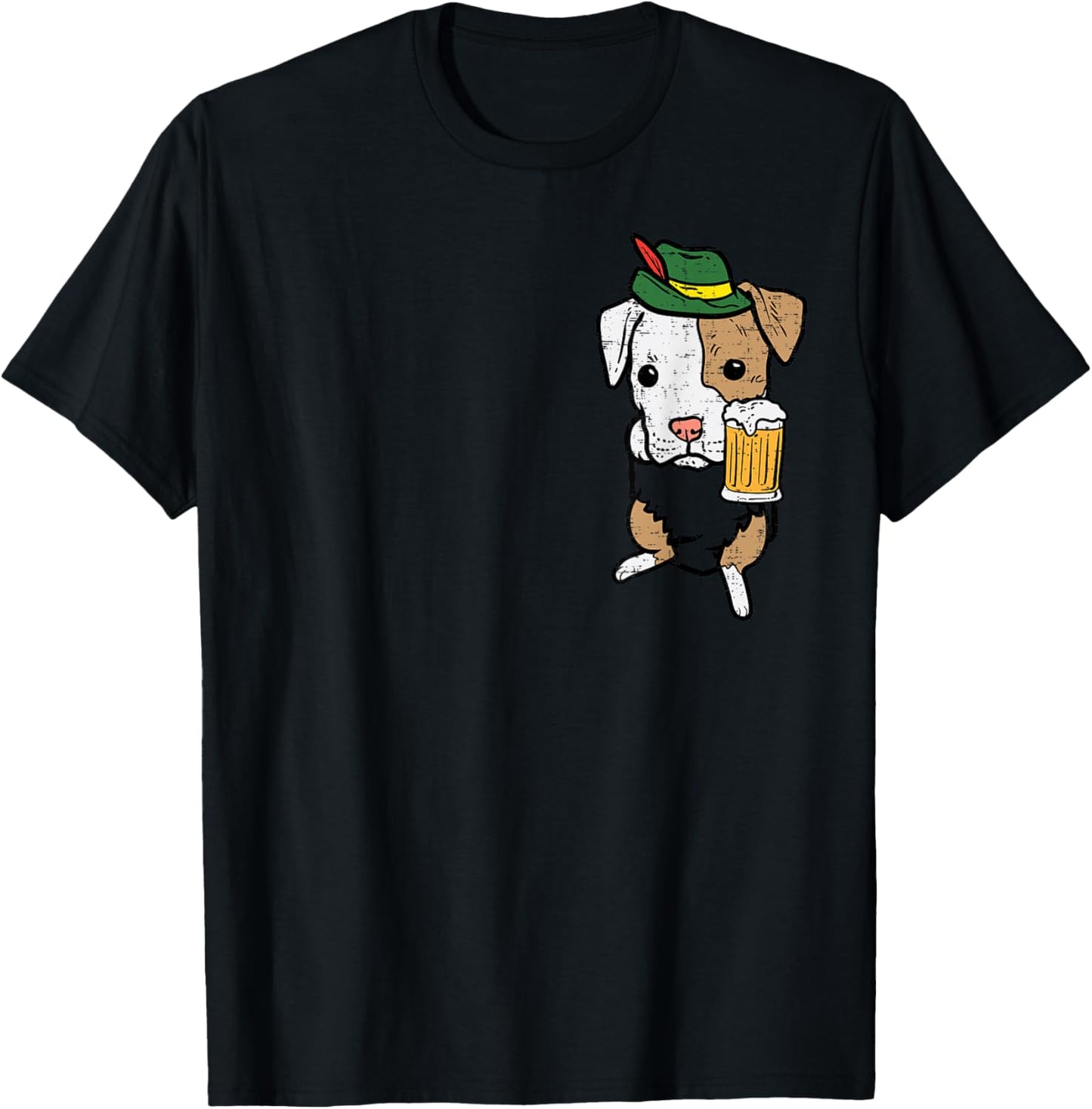 Pocket German Pitbull Oktoberfest Bavarian Pittie Dog Pit T-Shirt - T-Shirt | Black