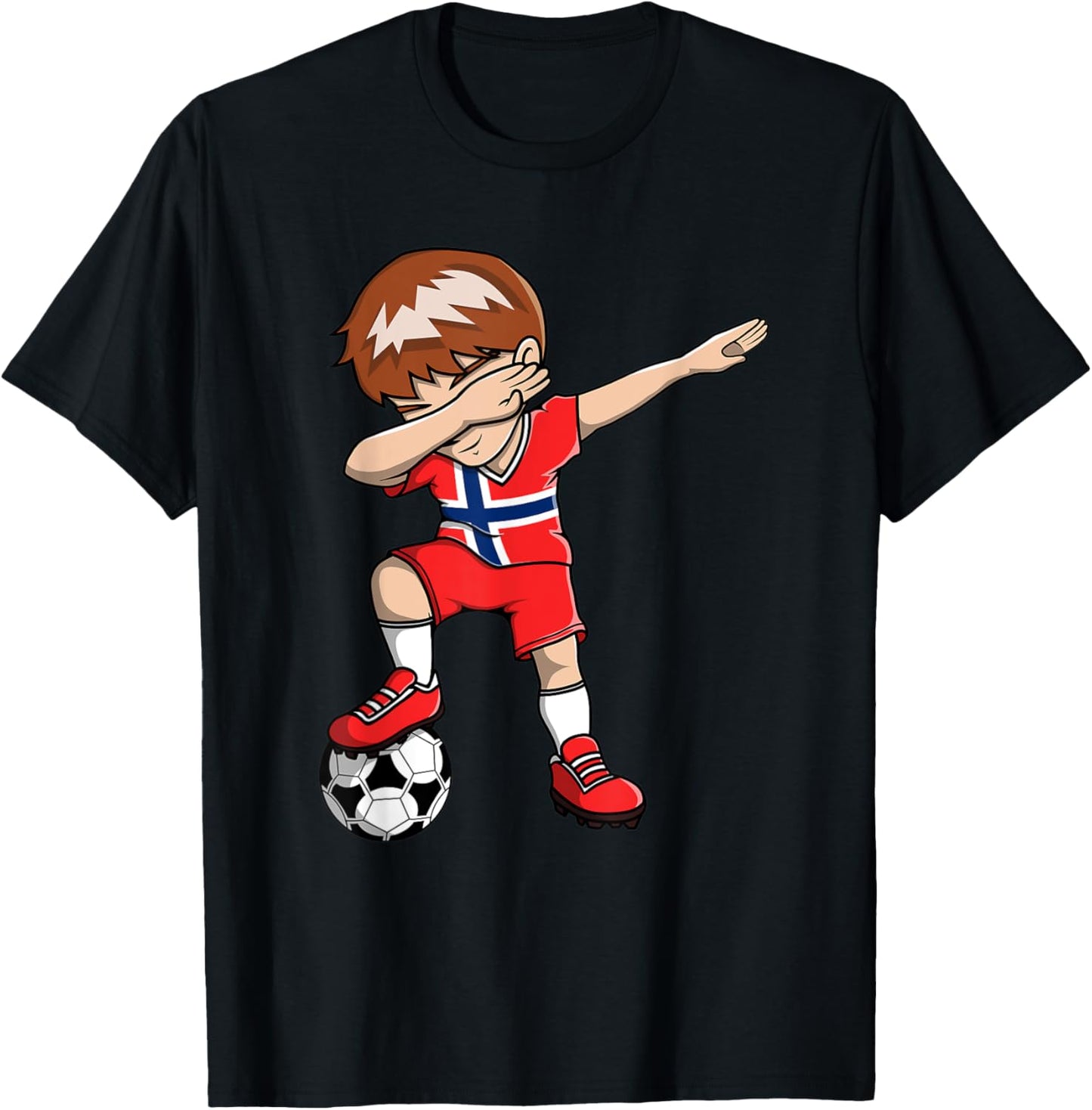 Dabbing Soccer Boy - Norway Jersey Norwegian Football Fan T-Shirt - T-Shirt | Black