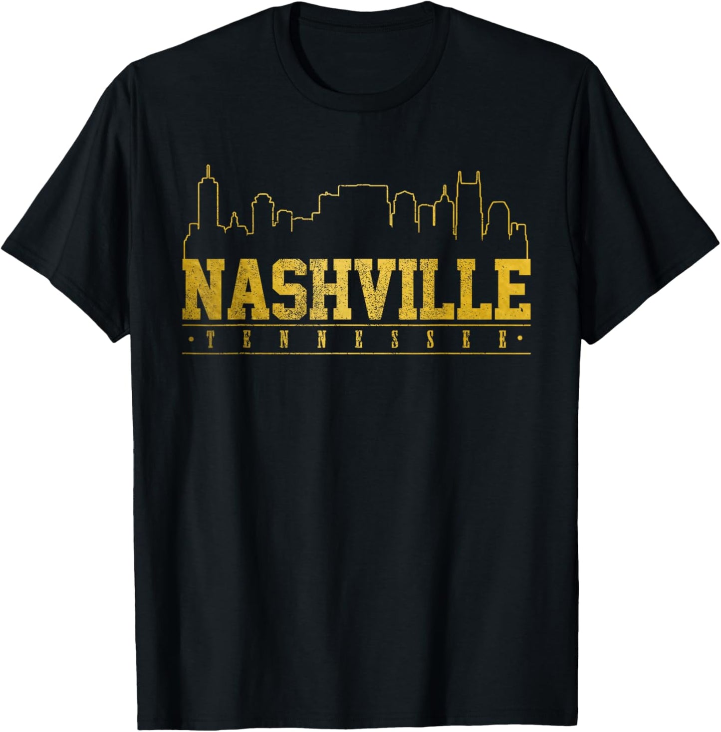 Nashville Skyline Tennessee TN Music City Vintage Nash T-Shirt - T-Shirt | Black