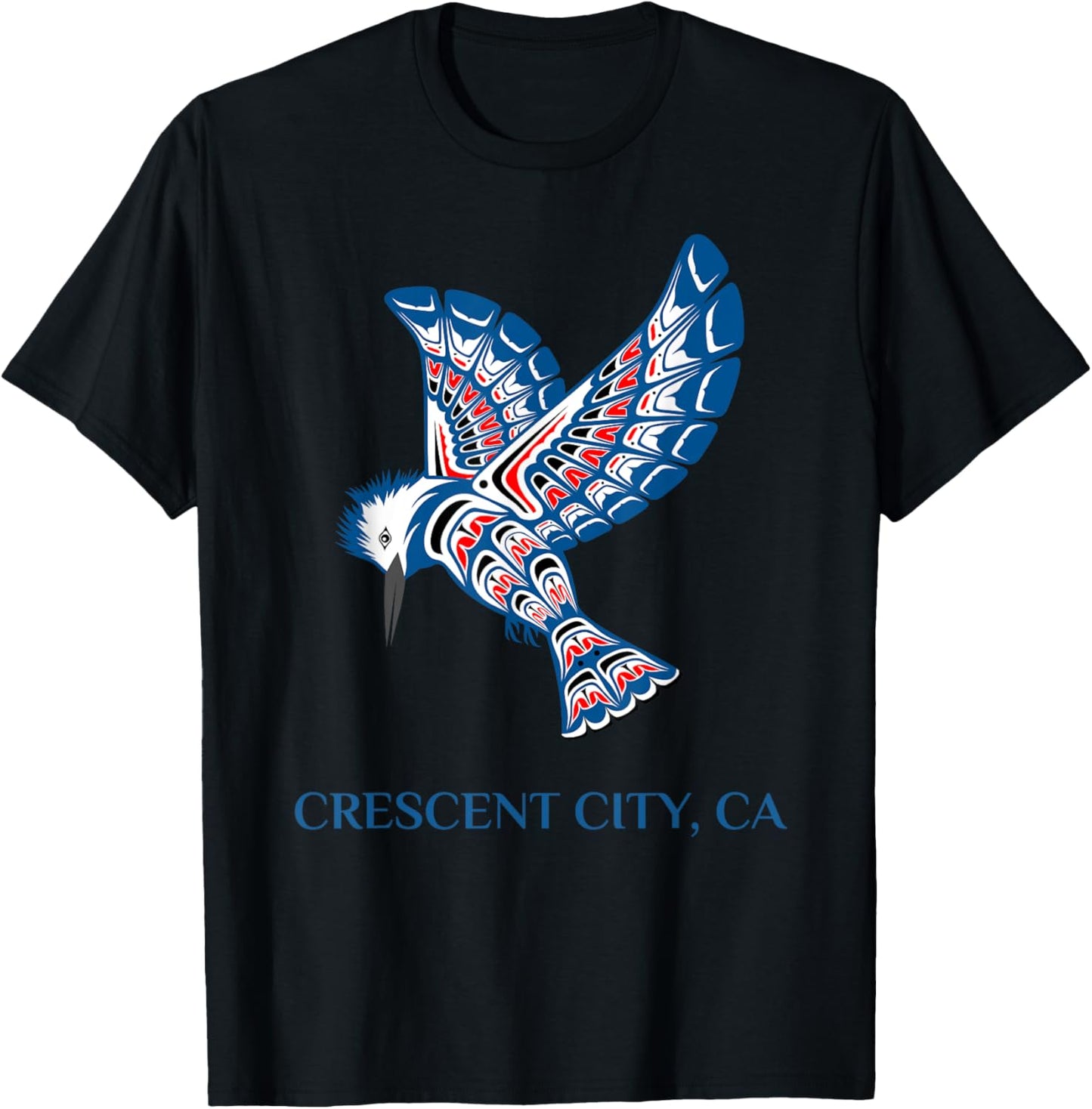 Native American Crescent City Kingfisher Bird California T-Shirt - T-Shirt | Black