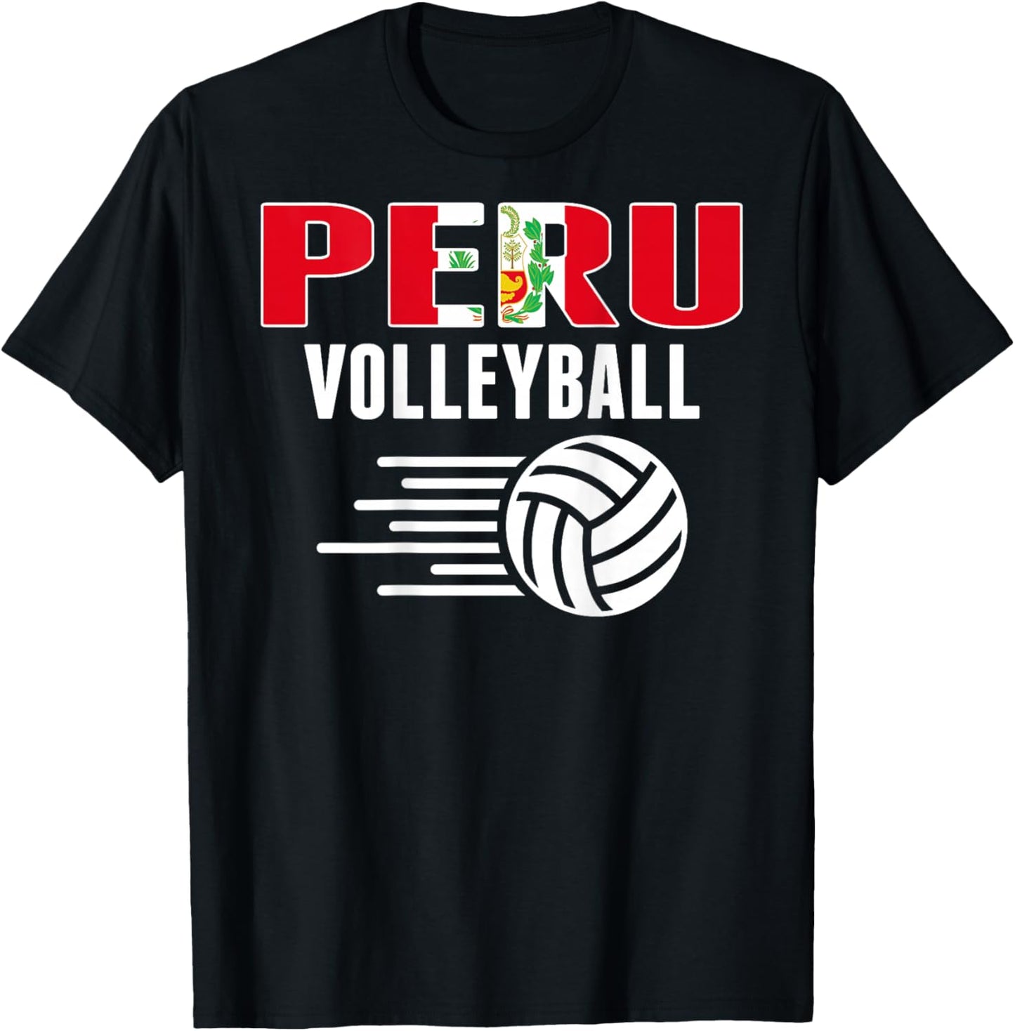 Peru Volleyball Lovers Jersey - Peruvian Flag Sport Fans T-Shirt - T-Shirt | Black