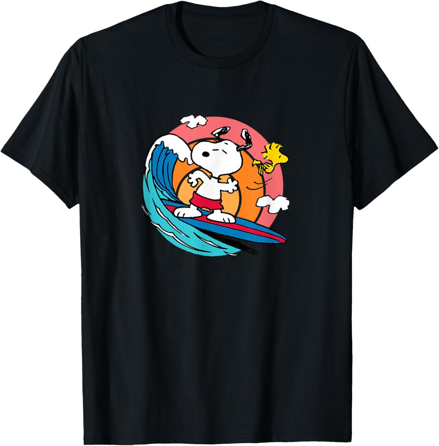 Peanuts - Snoopy Woodstock Surf T-Shirt - T-Shirt | Black
