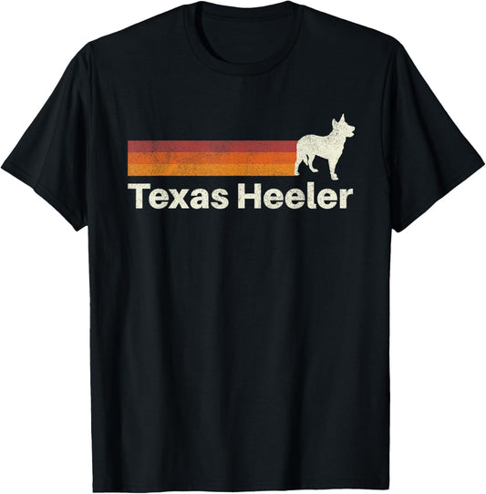 Vintage Texas Heeler Retro Mom Dad Dog T-Shirt - T-Shirt | Black