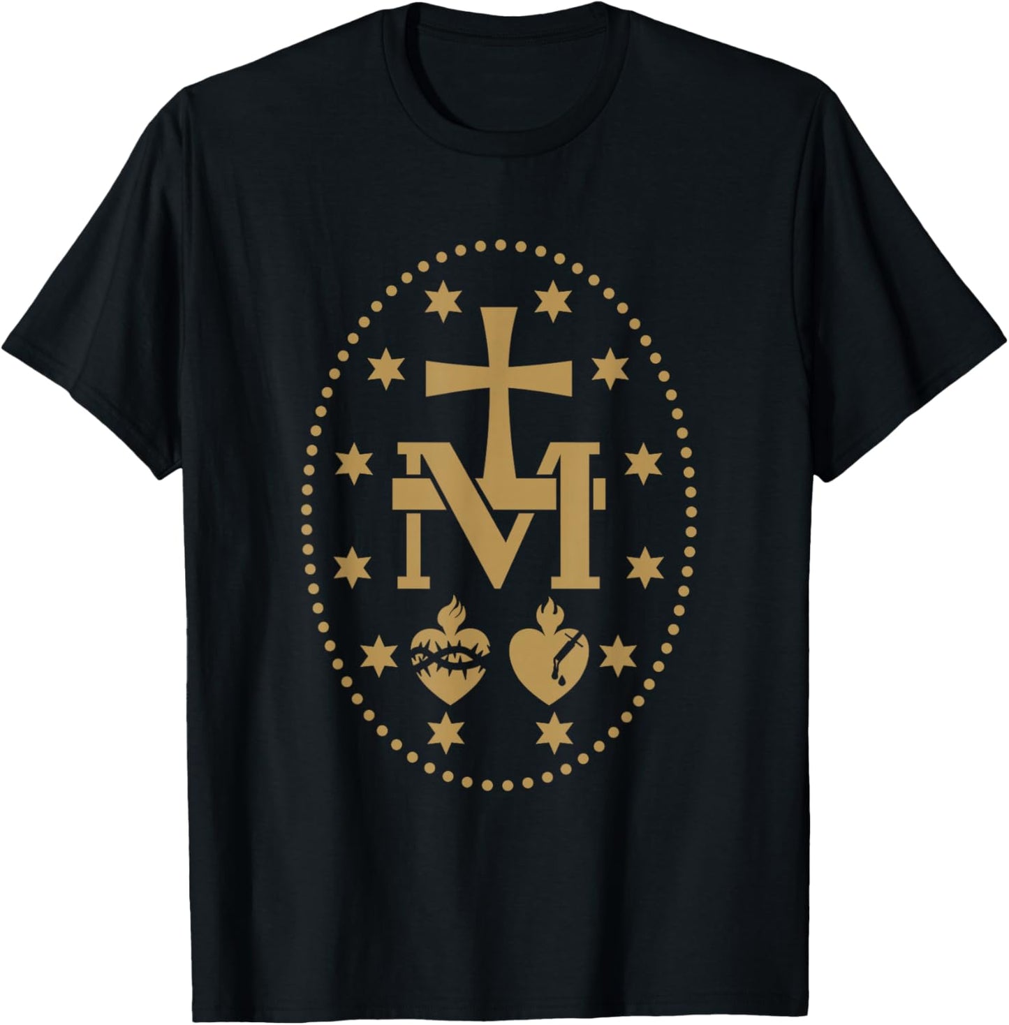 Miraculous Medal of Virgin Mary Catholic Saint T-Shirt - T-Shirt | Black