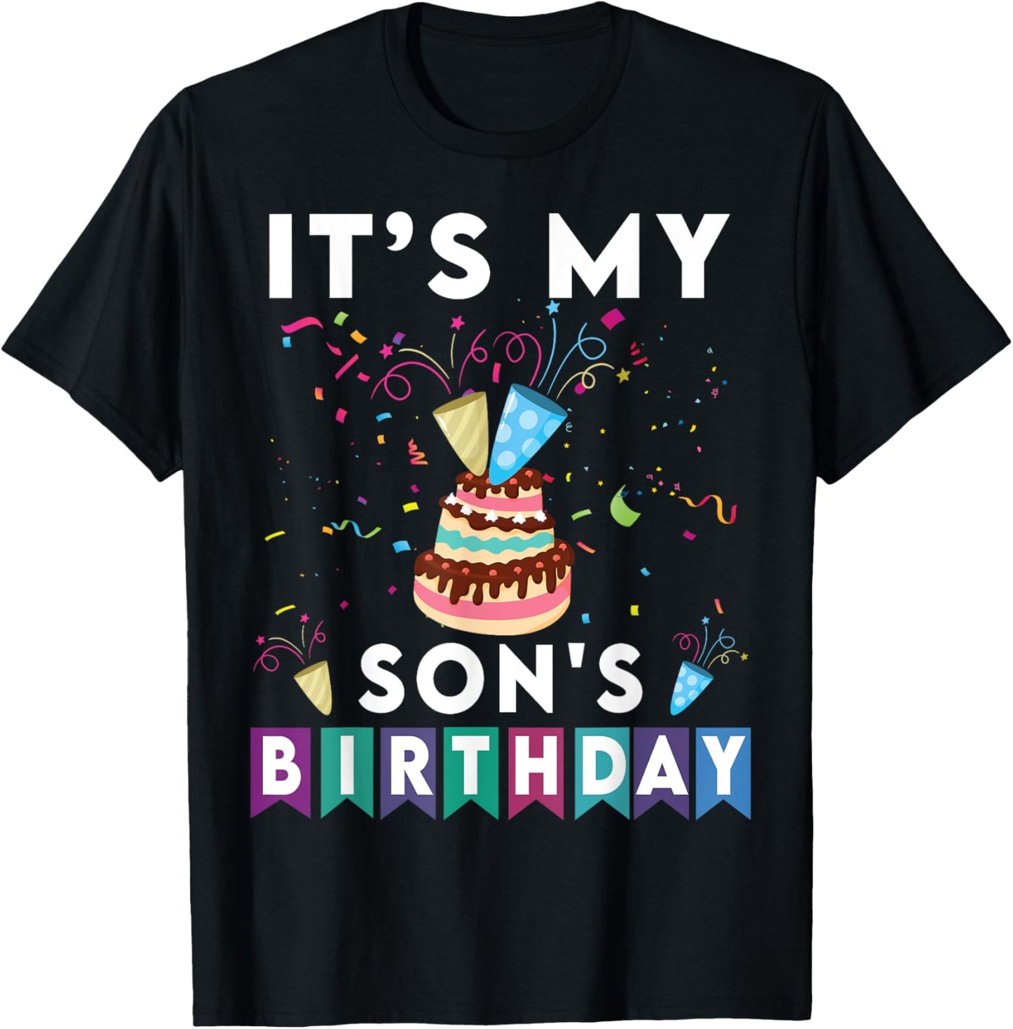 It's My Son's Birthday Family Matching confetti cake T-Shirt - T-Shirt | Black