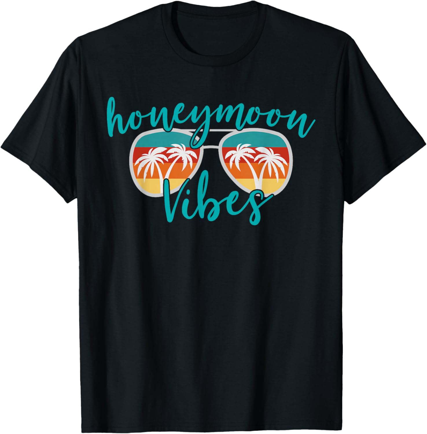Honeymoon Vibes Cute Couples Trip Matching Vacation T-Shirt - T-Shirt | Black