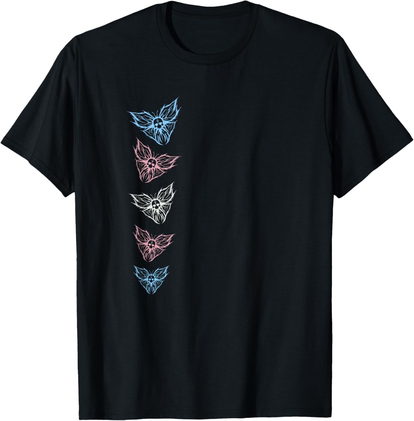Subtle Transgender FTM MTF Goth Butterfly, Trans Pride Flag T-Shirt - T-Shirt | Black