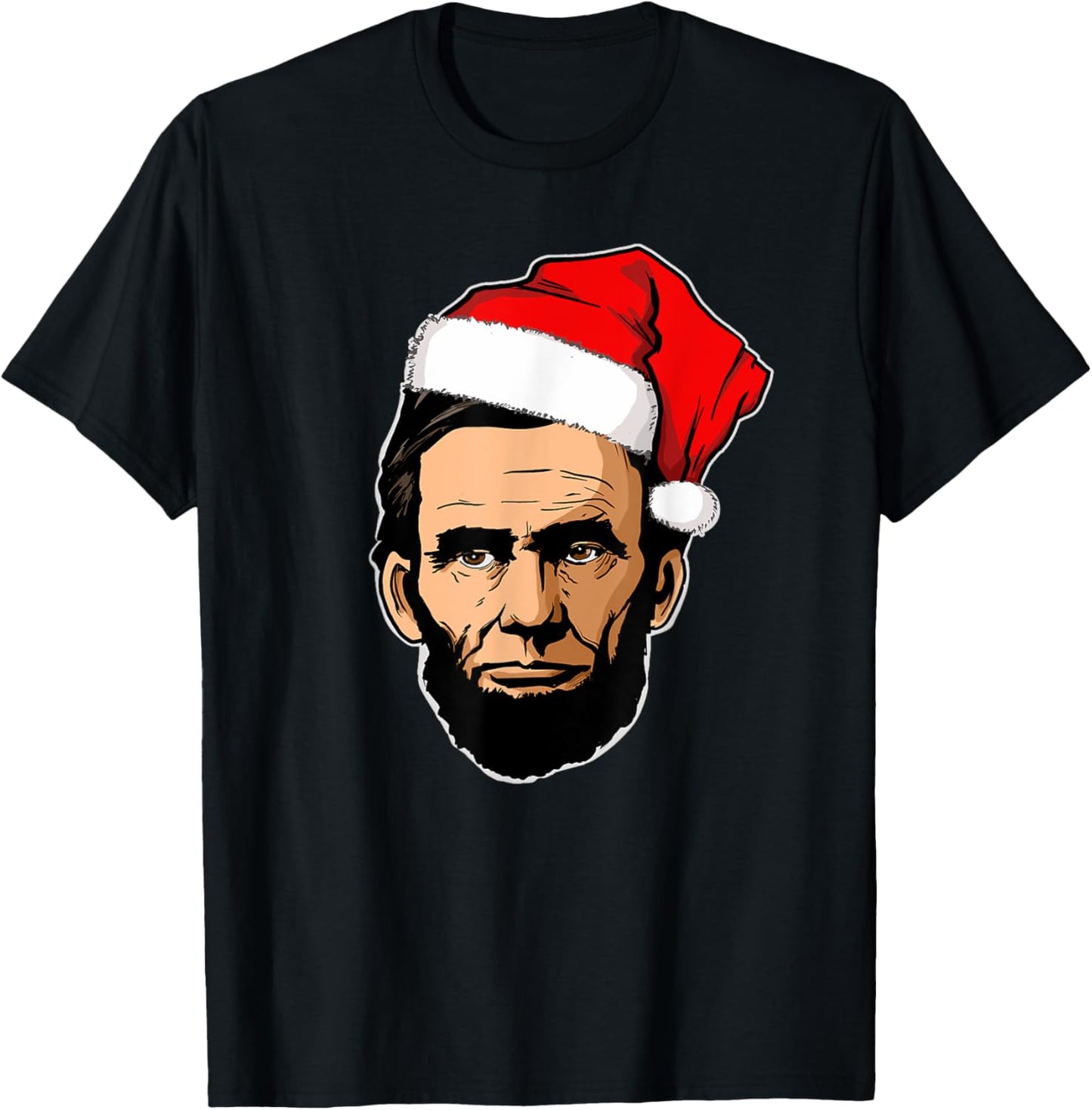 Abe Lincoln with Santa Hat Abraham Lincoln Christmas T-Shirt - T-Shirt | Black
