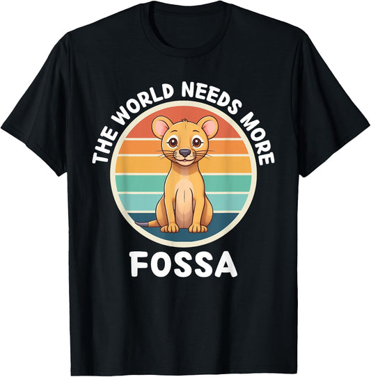 Vintage The World Needs More Fossa Retro Fossa Lover T-Shirt - T-Shirt | Black
