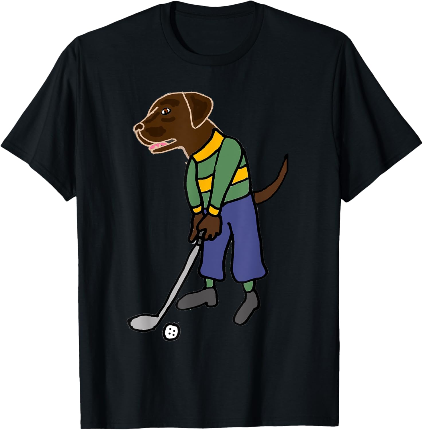 Smileteessports Funny Chocolate Lab Dog Playing Golf Sports Women Girls Kids T-Shirt - T-Shirt | Black