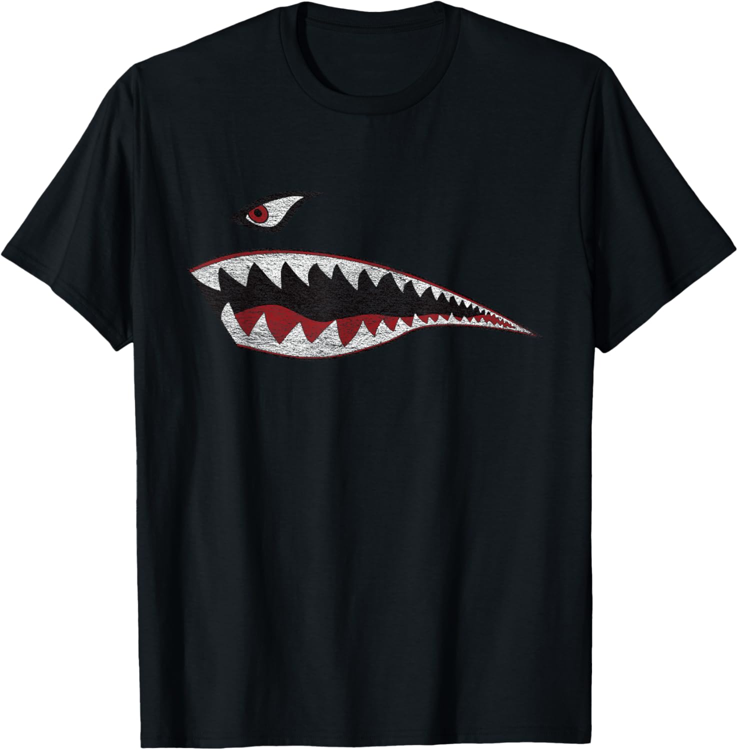 Shark Teeth Nose Art Warhawk P-40 A-10 Warthog War Plane T-Shirt - T-Shirt | Black