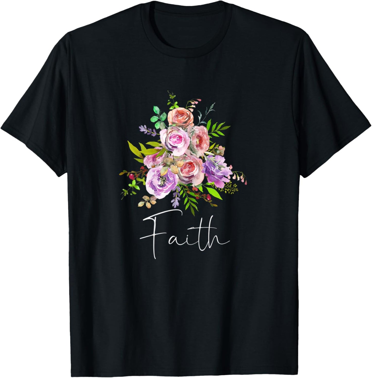 FAITH Christian Inspired Art Positive Message Love God Jesus T-Shirt - T-Shirt | Black