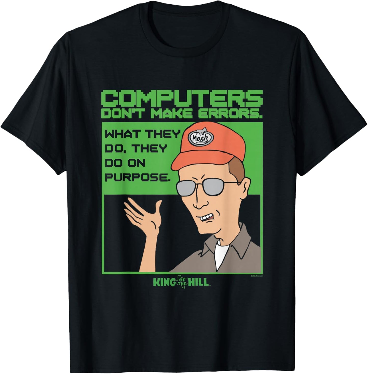 King of The Hill Dale Gribble Computer Errors Cartoon T-Shirt - T-Shirt | Black