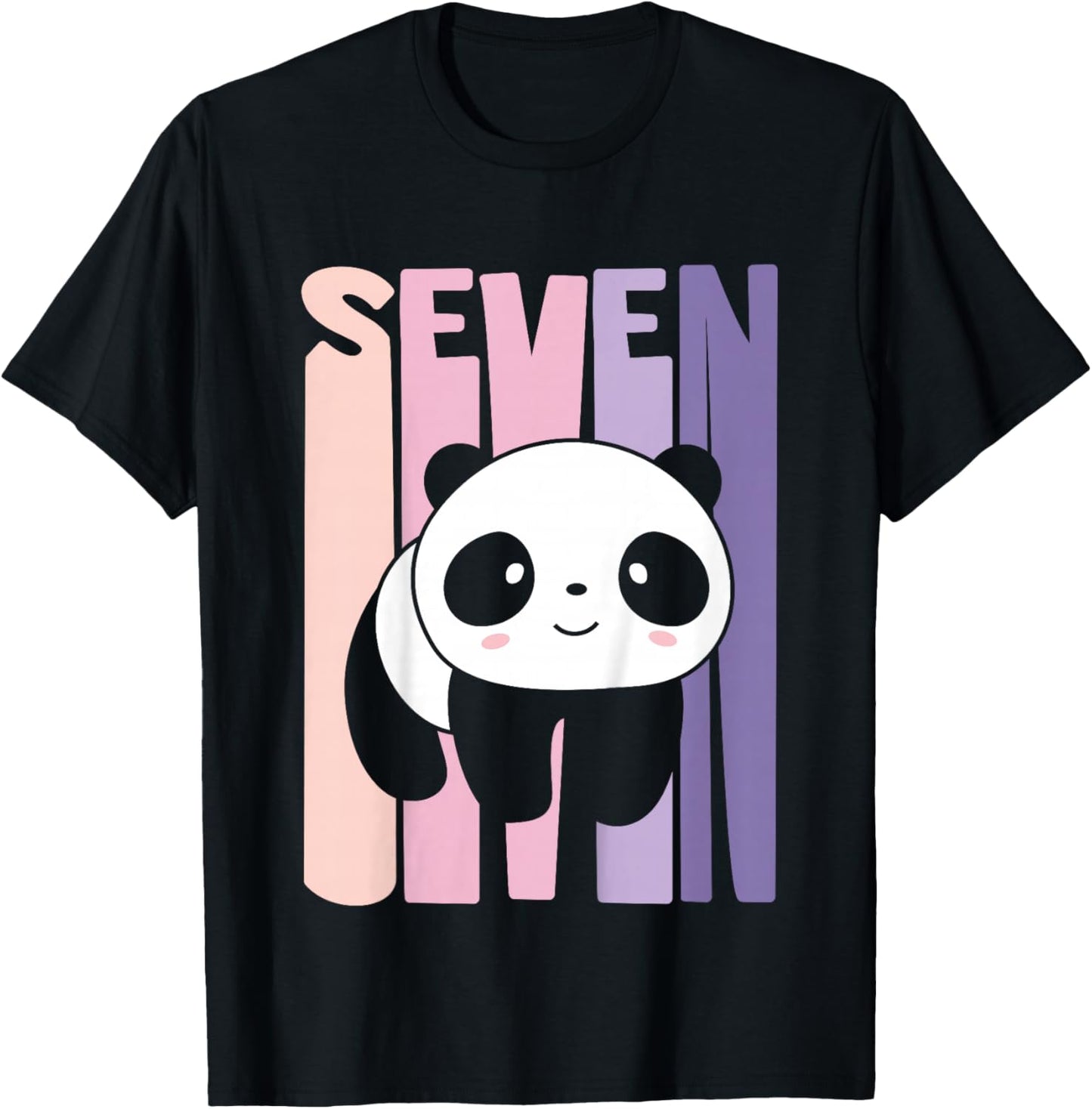 7 Year Old Cute Panda Birthday Girl 7th B-day T-Shirt - T-Shirt | Black