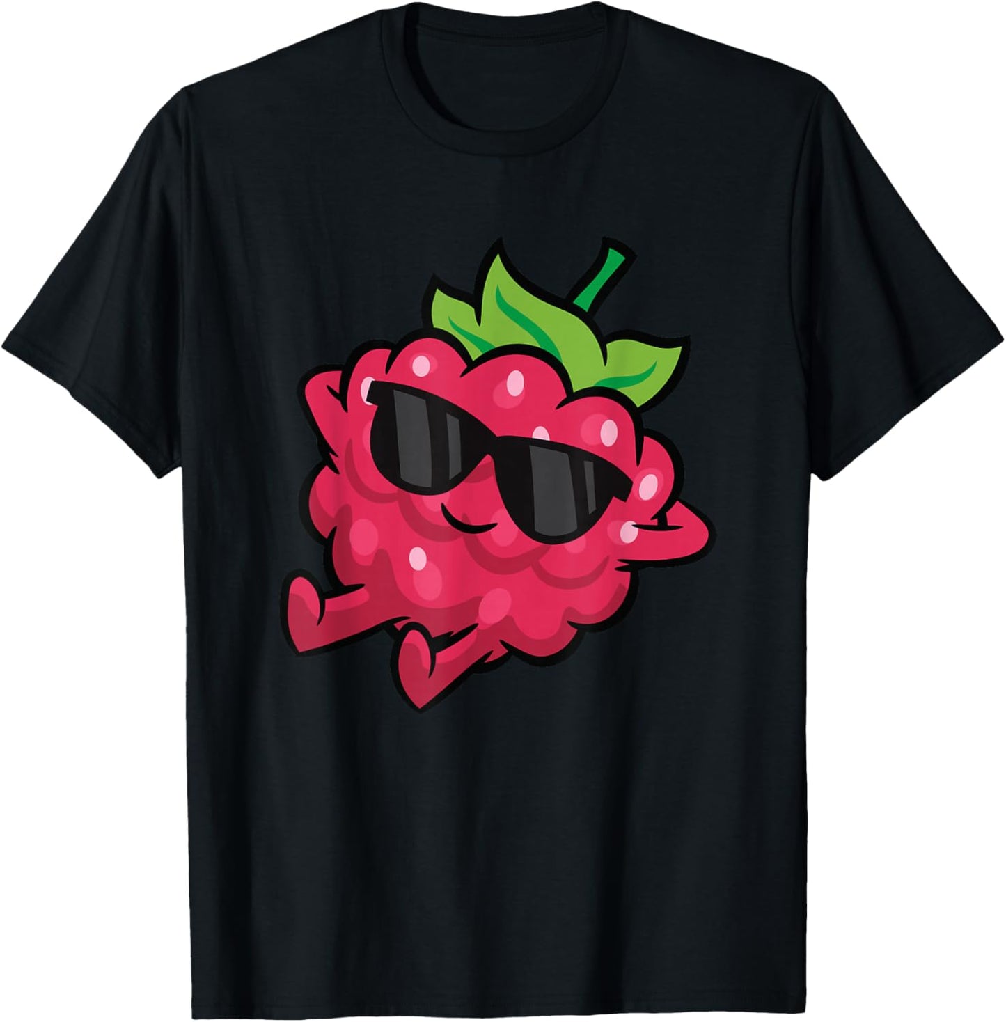 Cute Raspberry Fruit Relaxing Lazy Raspberry T-Shirt - T-Shirt | Black