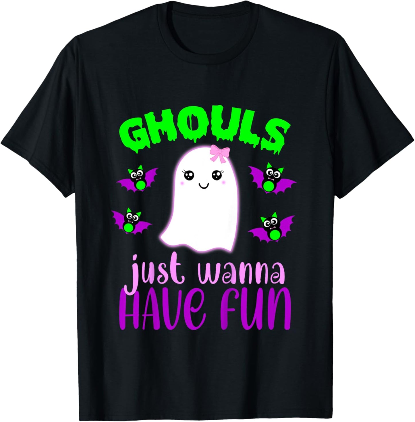 Kids GHOULS JUST WANNA HAVE FUN Funny Halloween Pun Ghost Costume T-Shirt - T-Shirt | Black