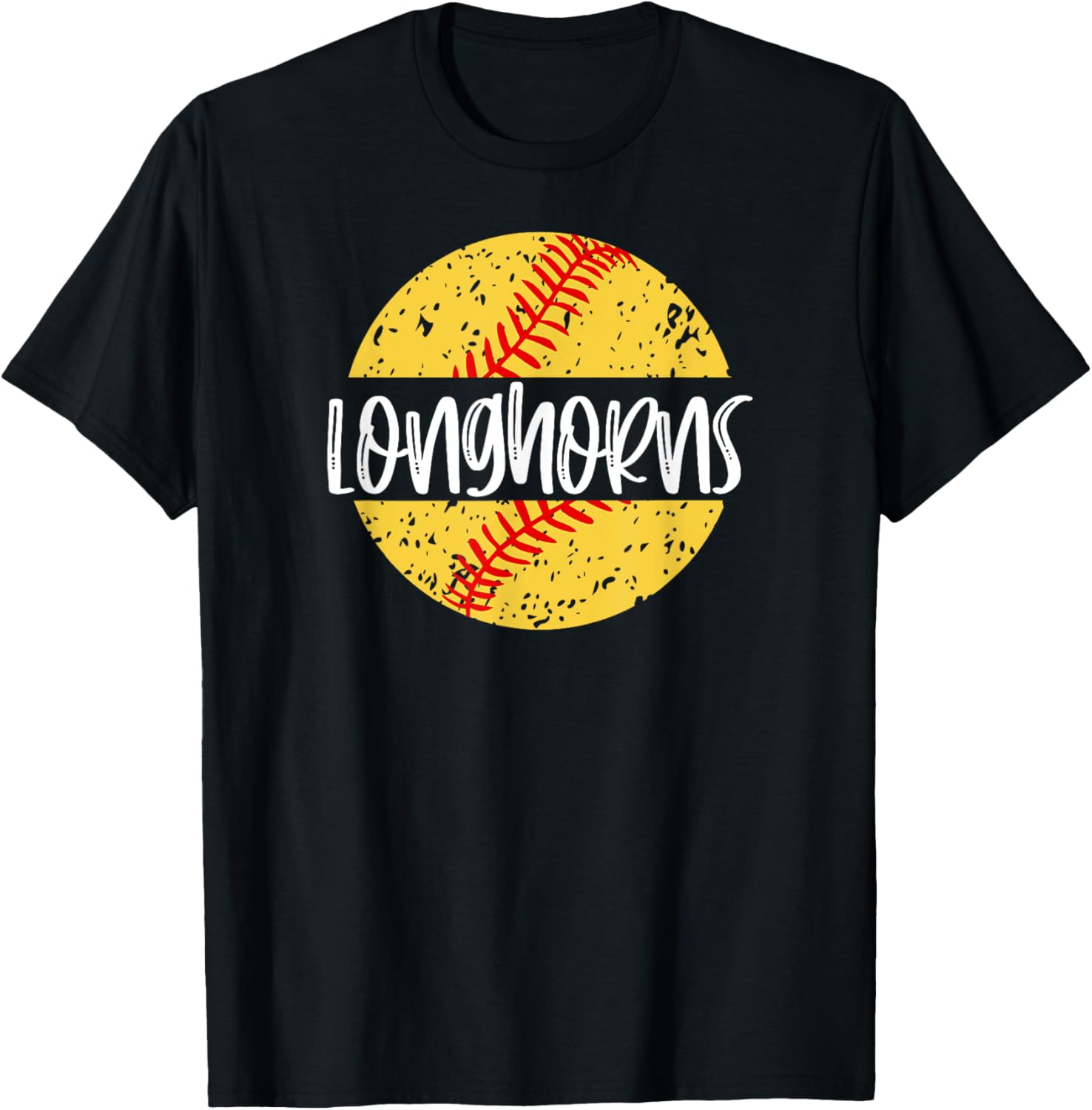 Longhorns Softball Team Mascot School Spirit Game Day T-Shirt - T-Shirt | Black