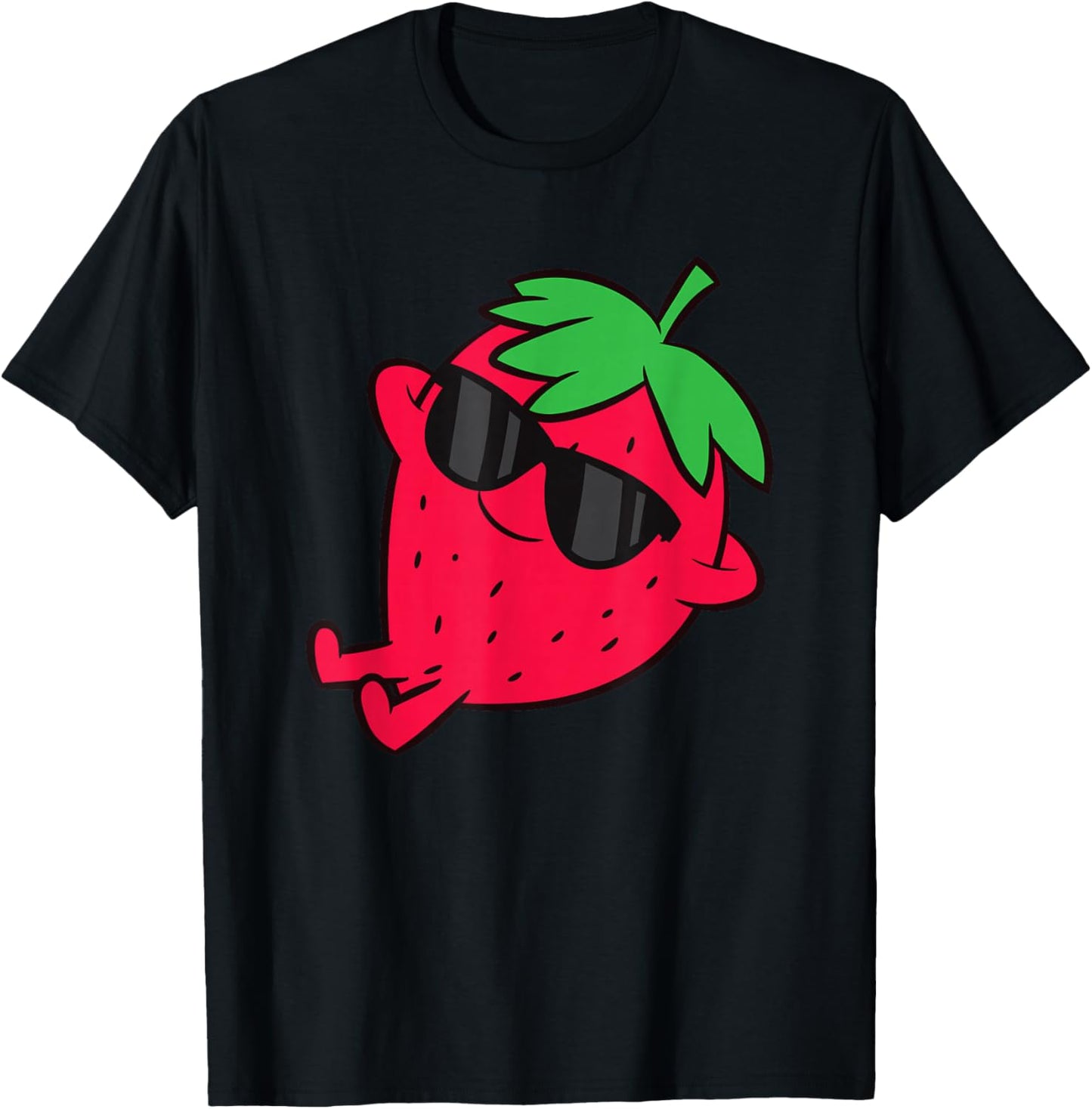 Cute Strawberry Fruit Relaxing Lazy Strawberry T-Shirt - T-Shirt | Black