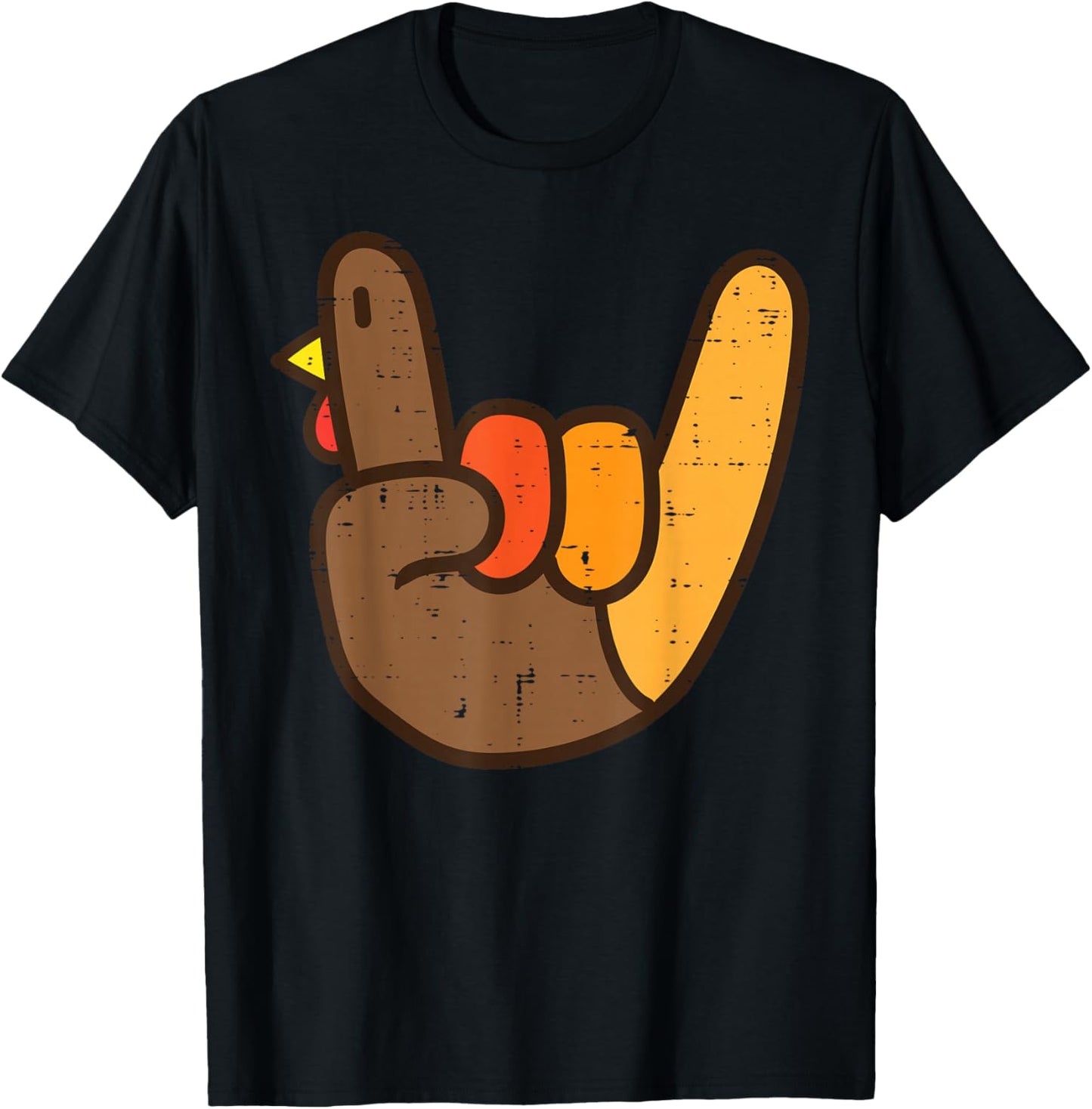 Rock Sign Turkey Hand Cool Thanksgiving Metal Punk Men Women T-Shirt - T-Shirt | Black